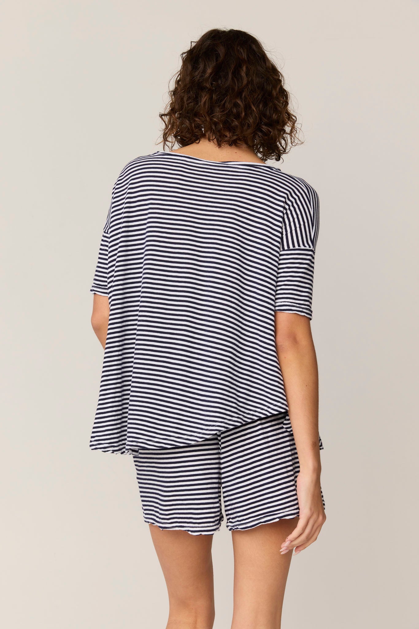 STRIPE POP TEE - NAVY & WHITE