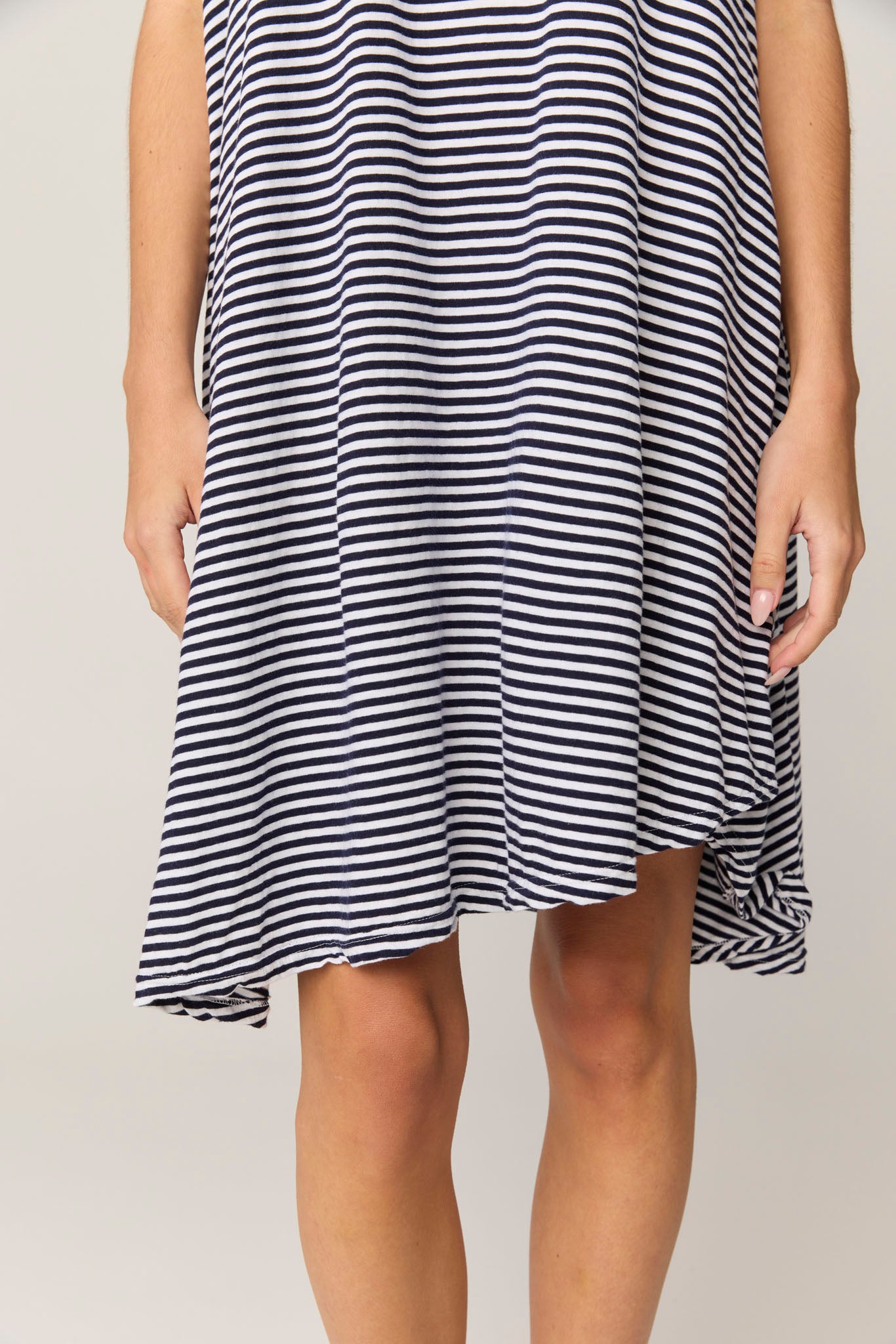 STRIPE POP DRESS - NAVY & WHITE