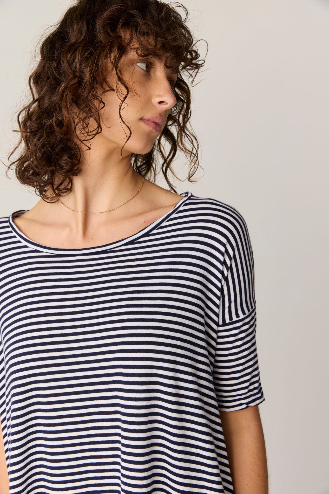 STRIPE POP DRESS - NAVY & WHITE