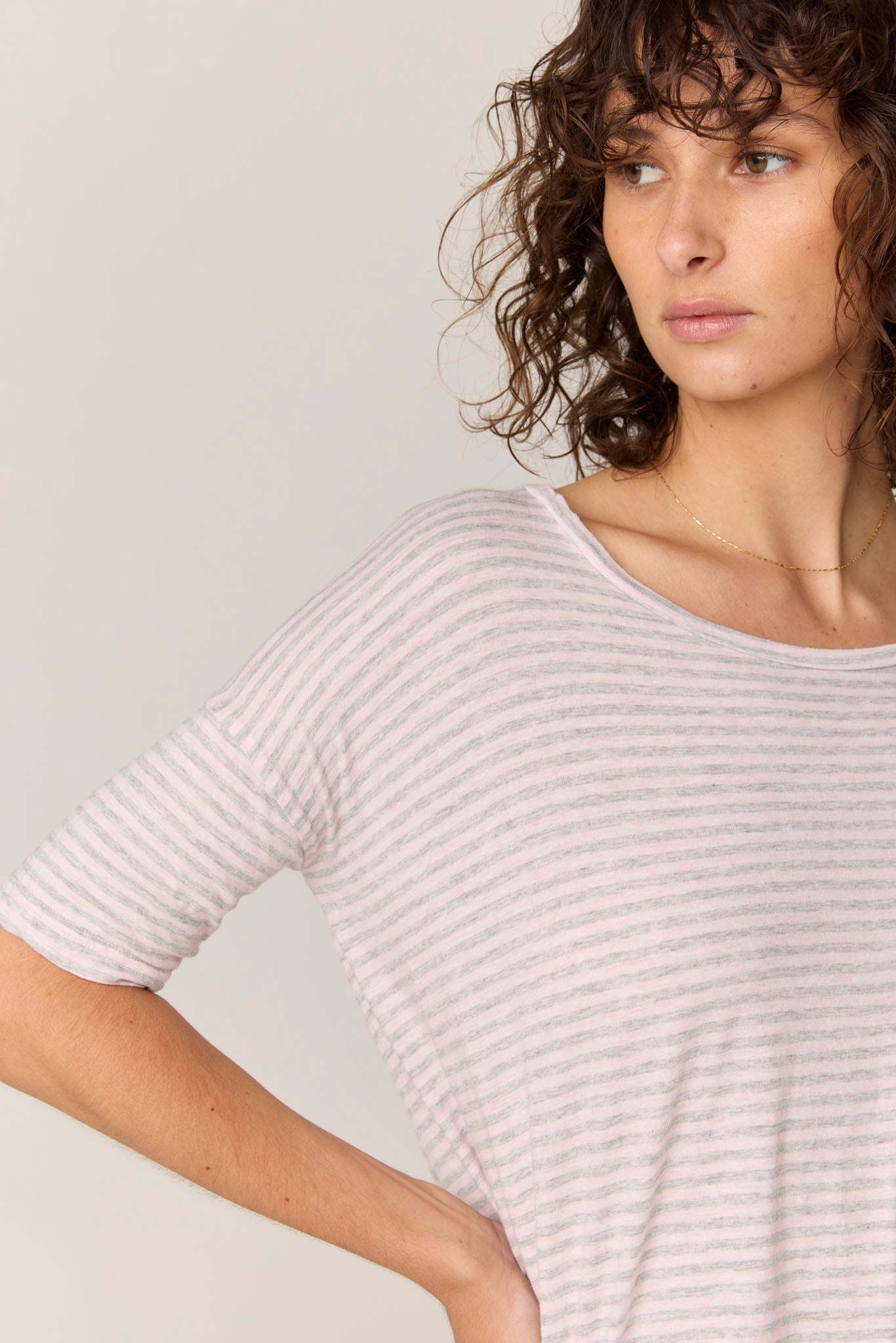 STRIPE POP DRESS - PINK & GREY