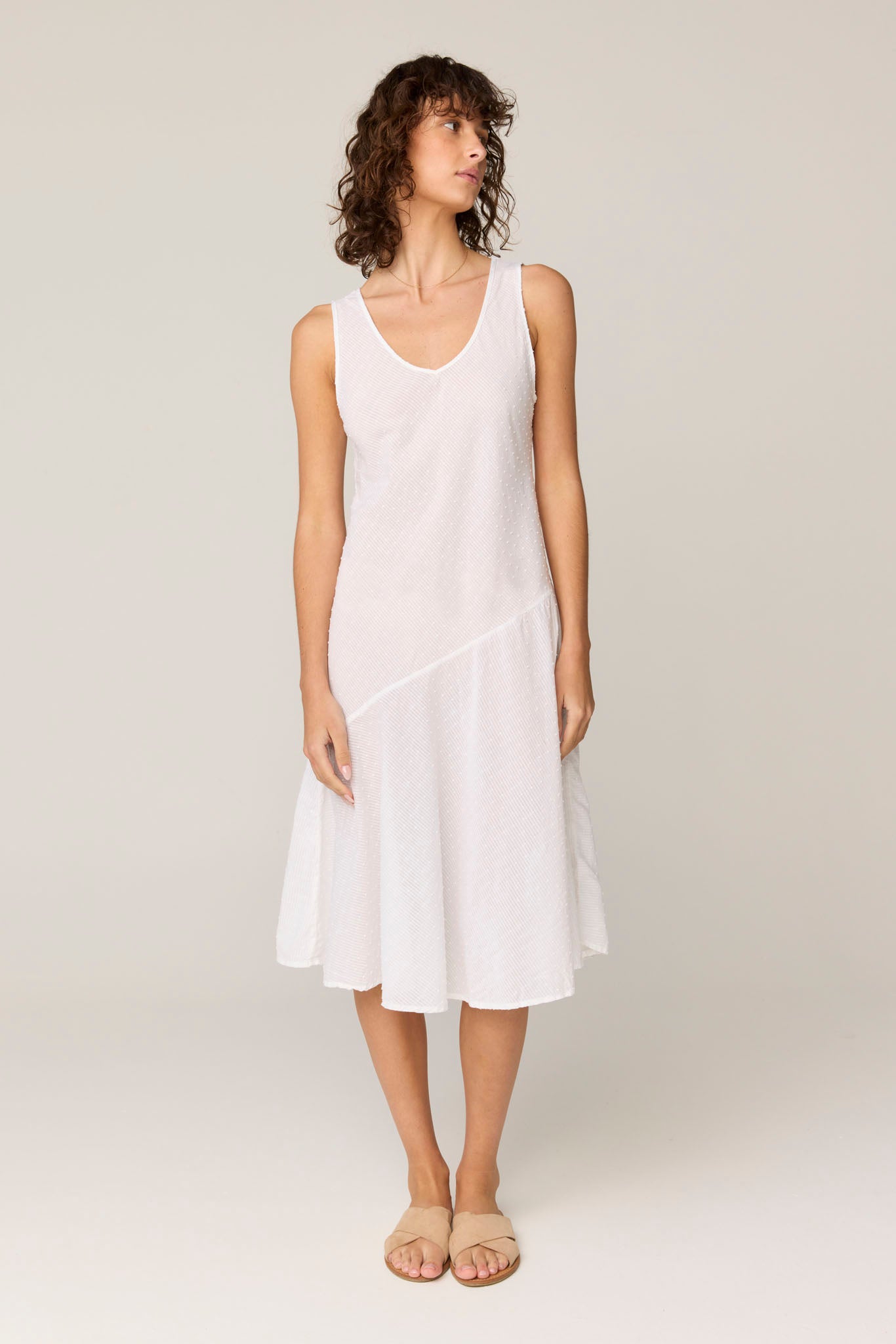 FLOCKY BIAS DRESS - BLANC