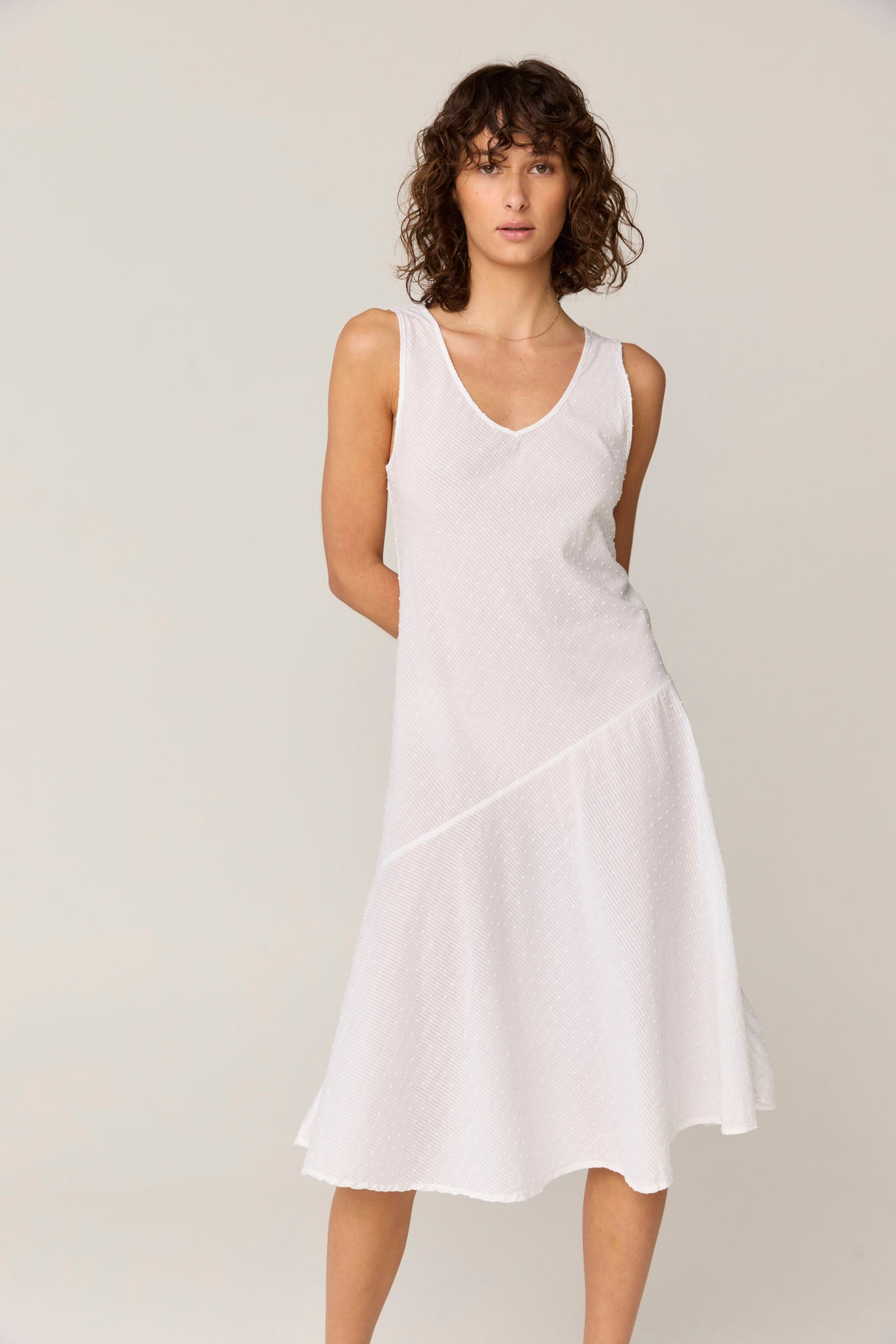 FLOCKY BIAS DRESS - BLANC