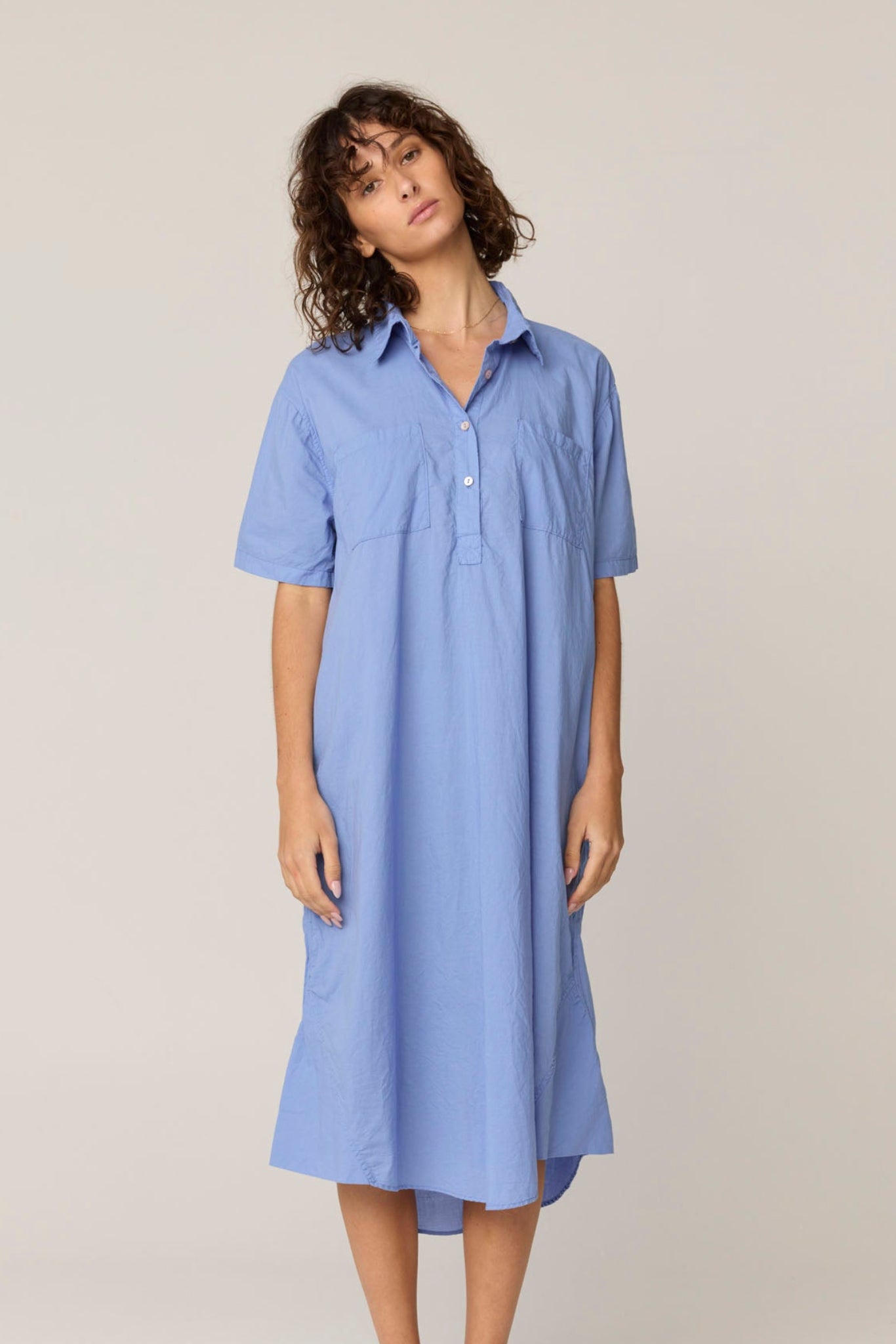LALA SHIRT DRESS - CORNFLOWER