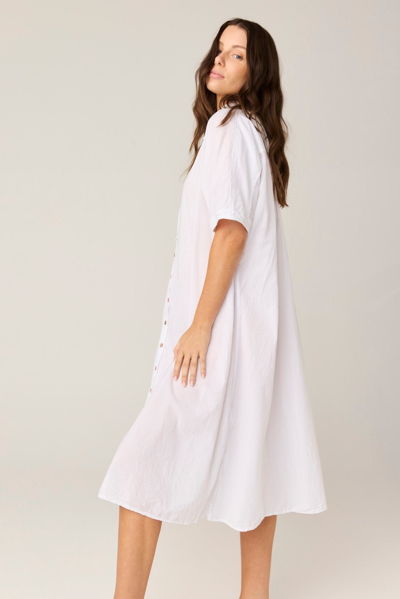 DEVOILE SHIRT DRESS - BLANC (PRE - ORDER) - Primness