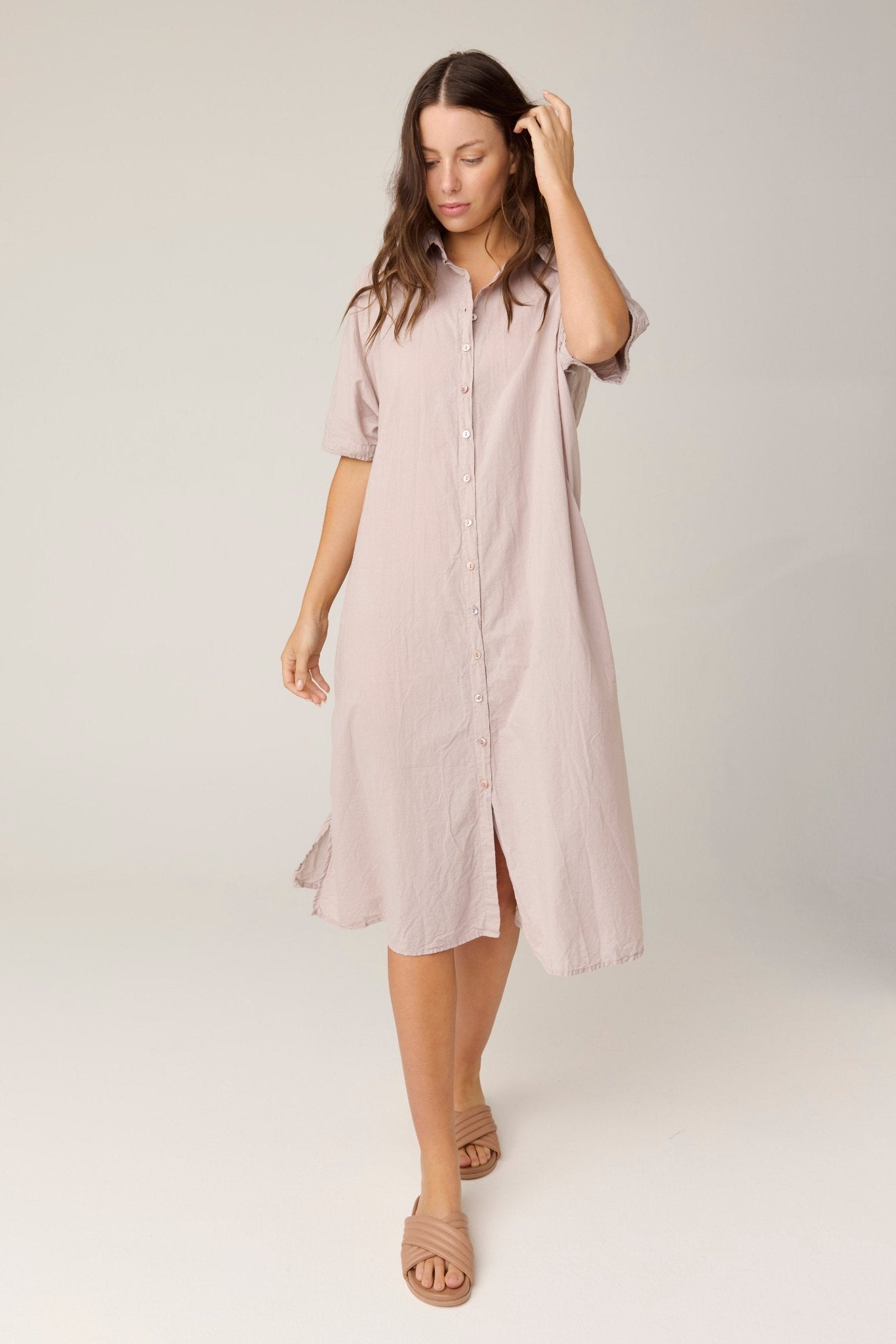 DEVOILE SHIRT DRESS - DOVE (PRE - ORDER) - Primness