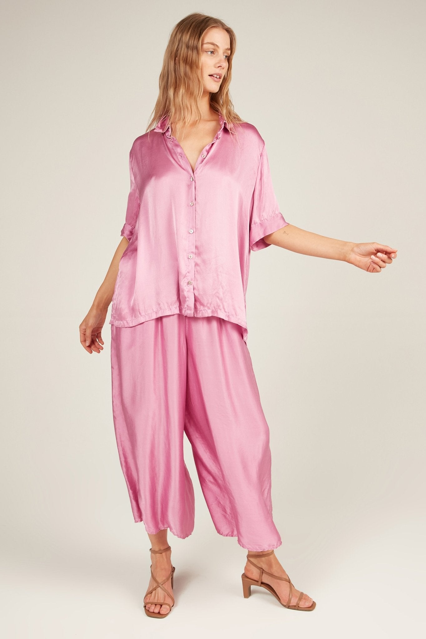 GLOSSED SHIRT - CARNATION PINK - Primness