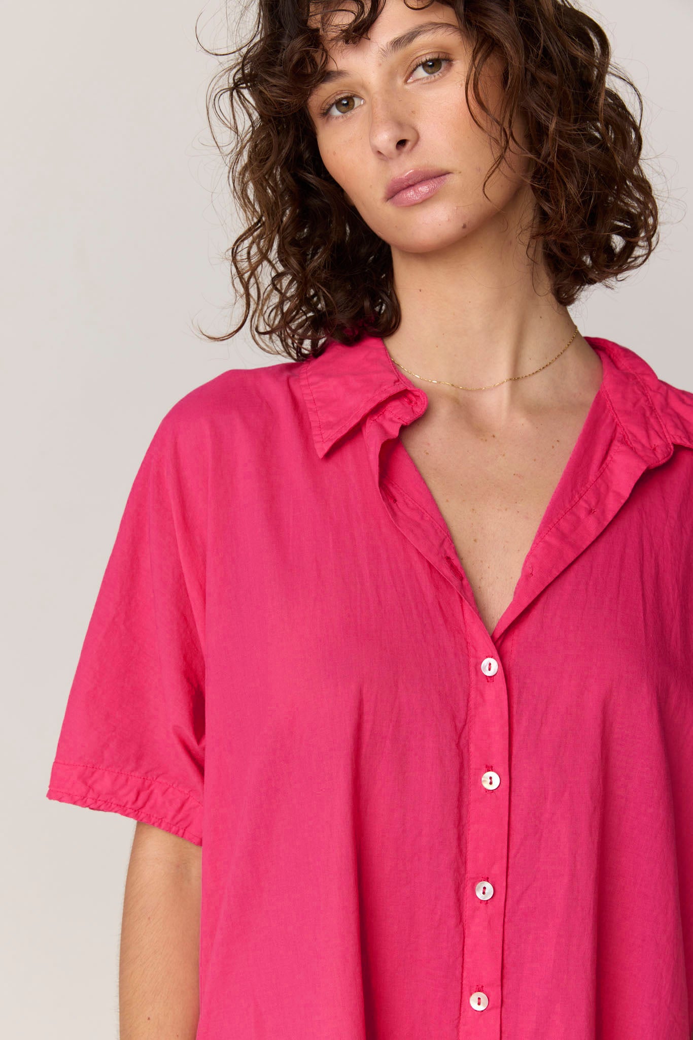 DEVOILE SHIRT DRESS - RASPBERRY