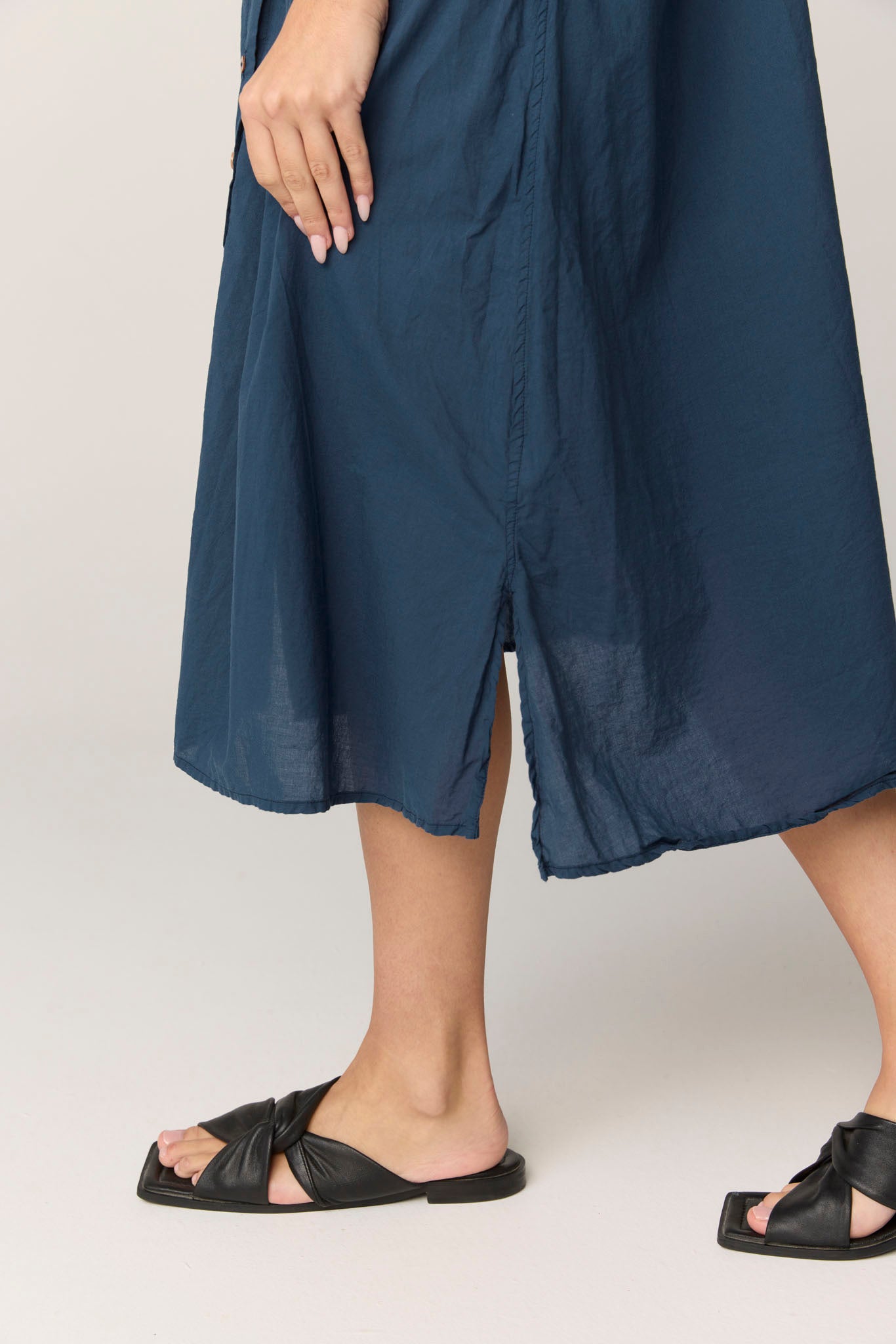 DEVOILE SHIRT DRESS - DARK NAVY