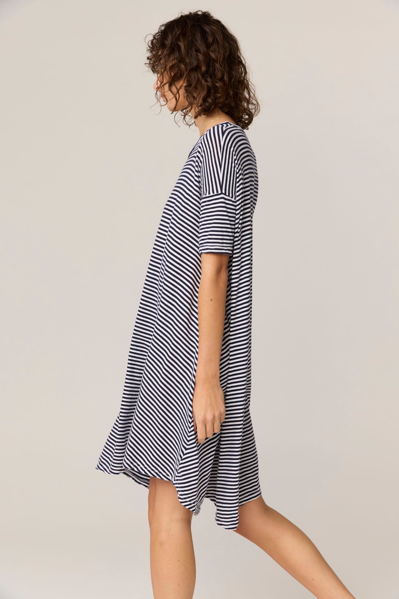 STRIPE POP DRESS - NAVY & WHITE
