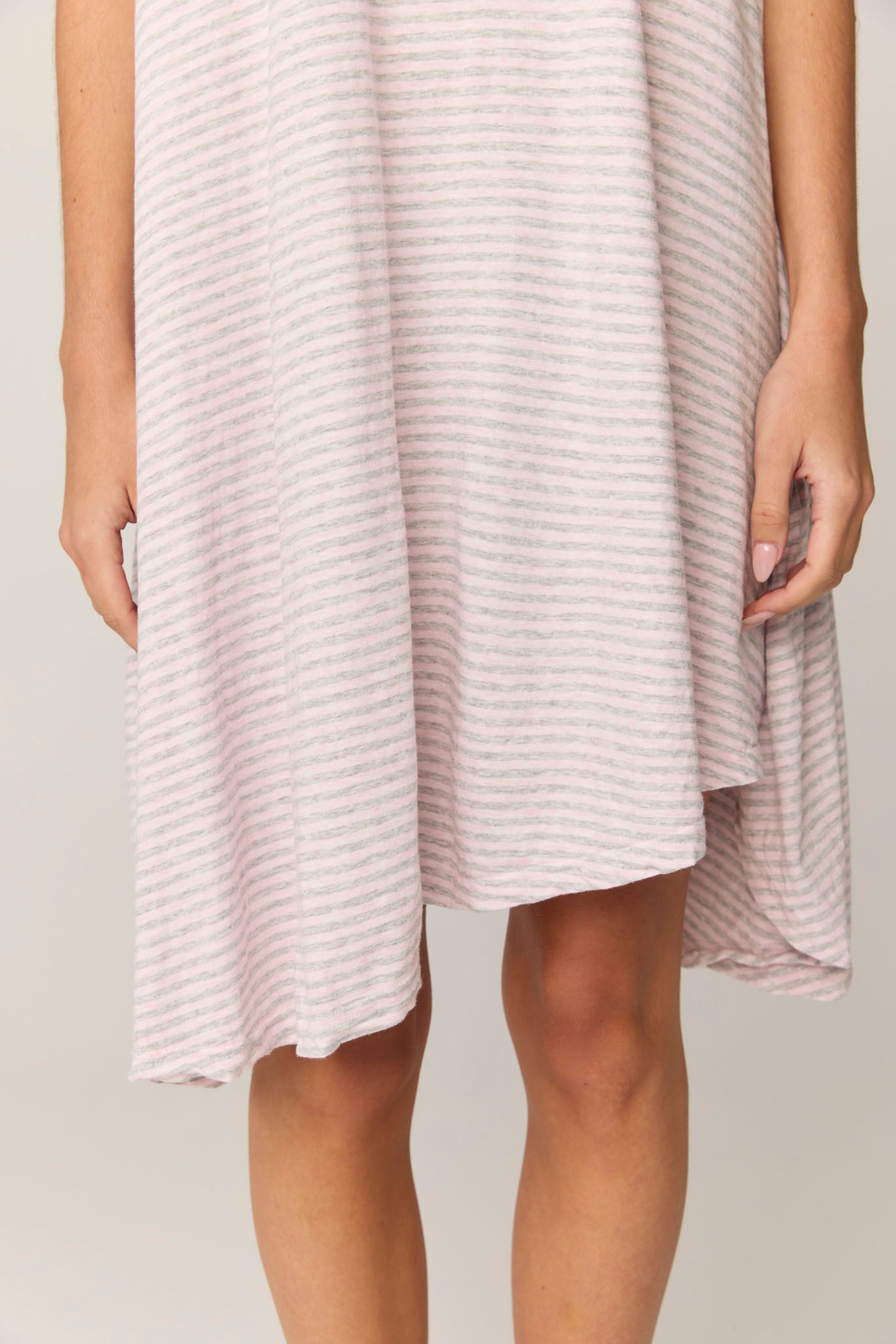 STRIPE POP DRESS - PINK & GREY