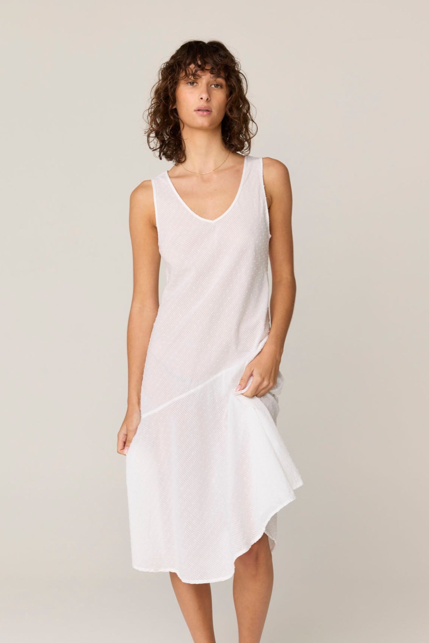FLOCKY BIAS DRESS - BLANC