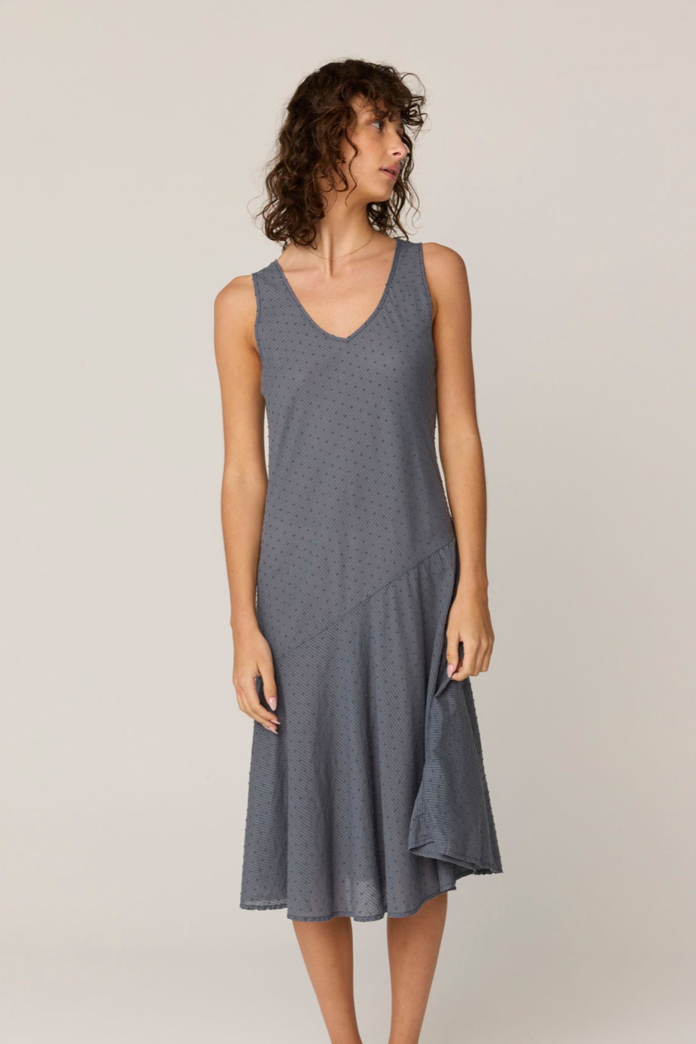 FLOCKY BIAS DRESS - FOSSIL