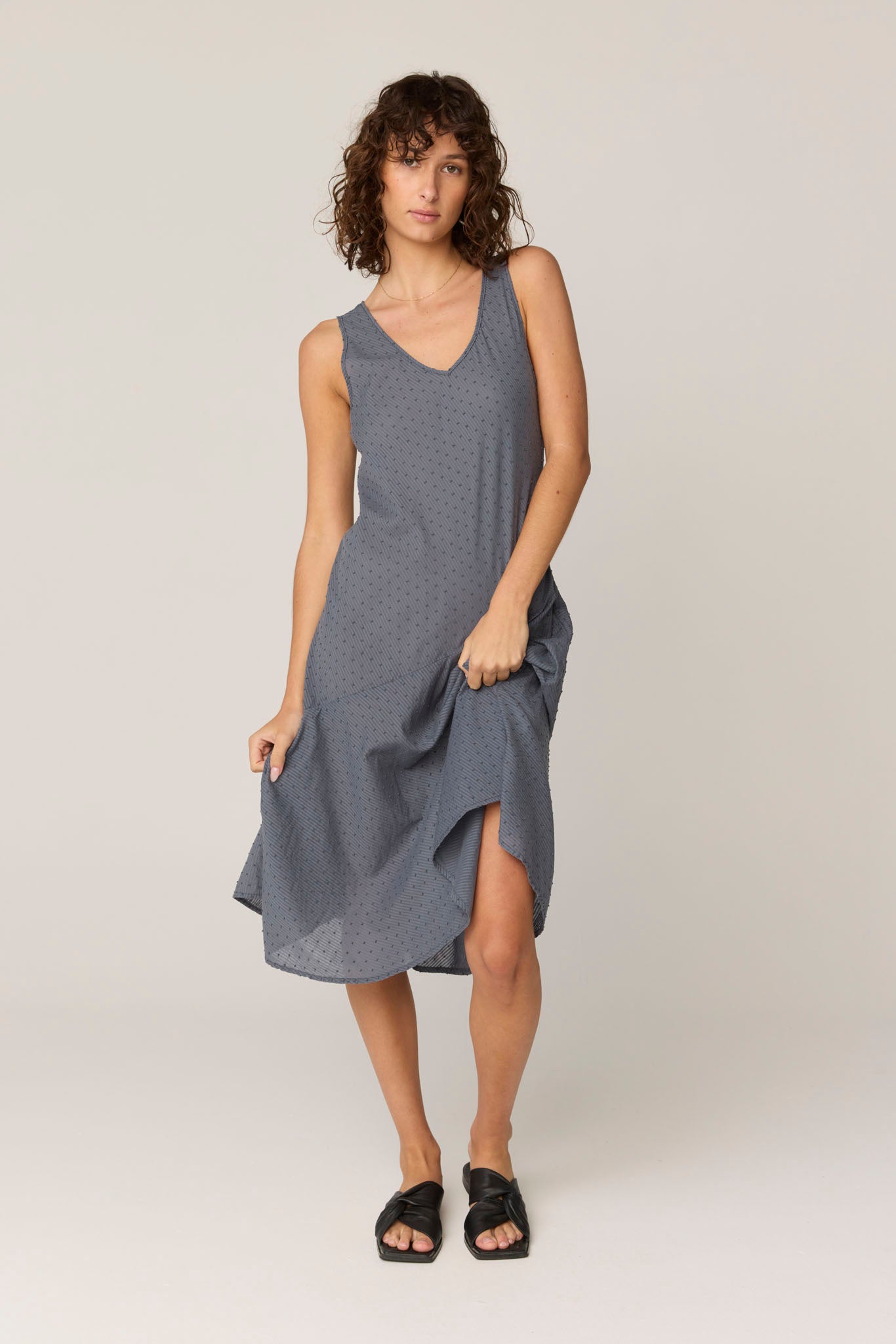 FLOCKY BIAS DRESS - FOSSIL