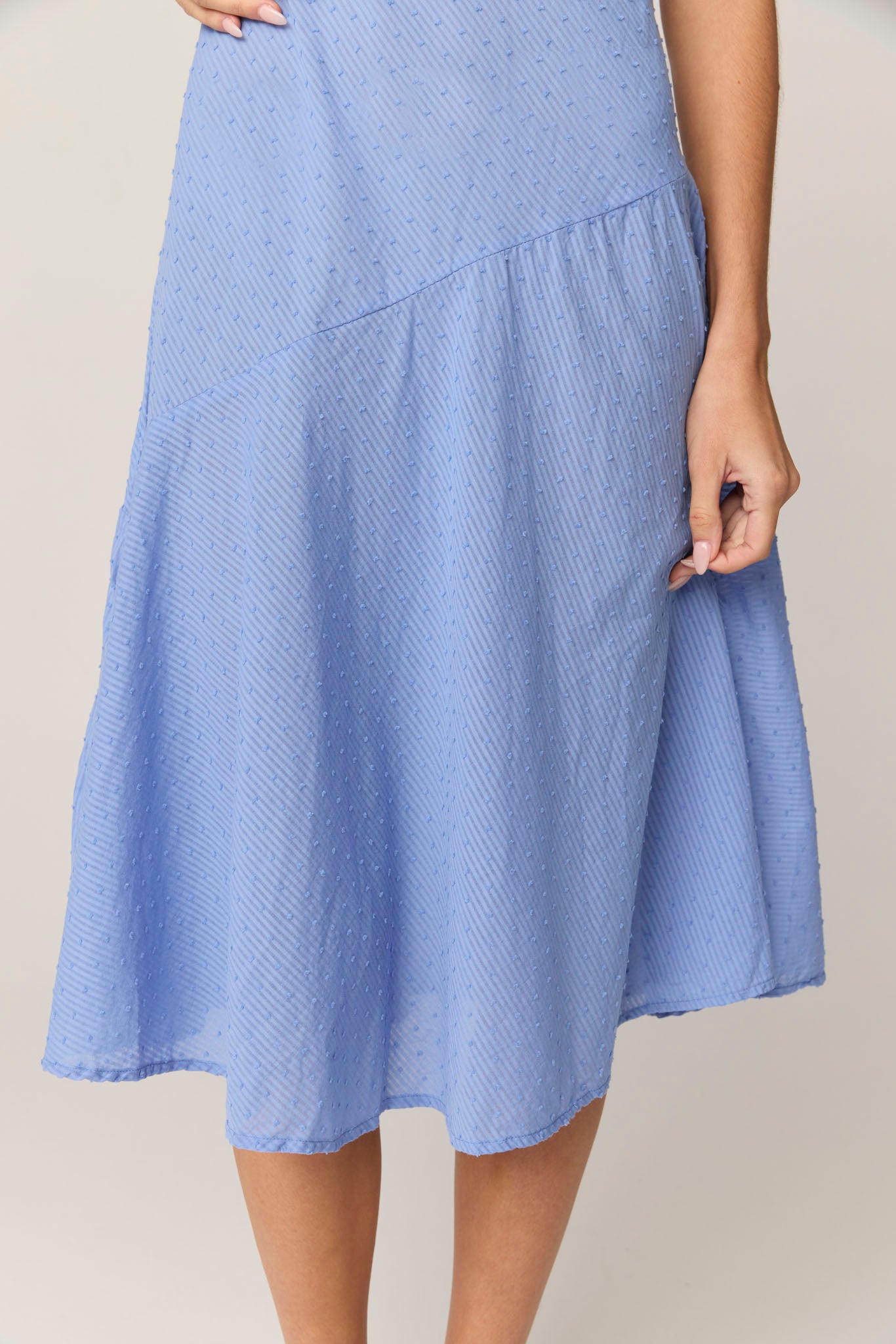 FLOCKY BIAS DRESS - CORNFLOWER