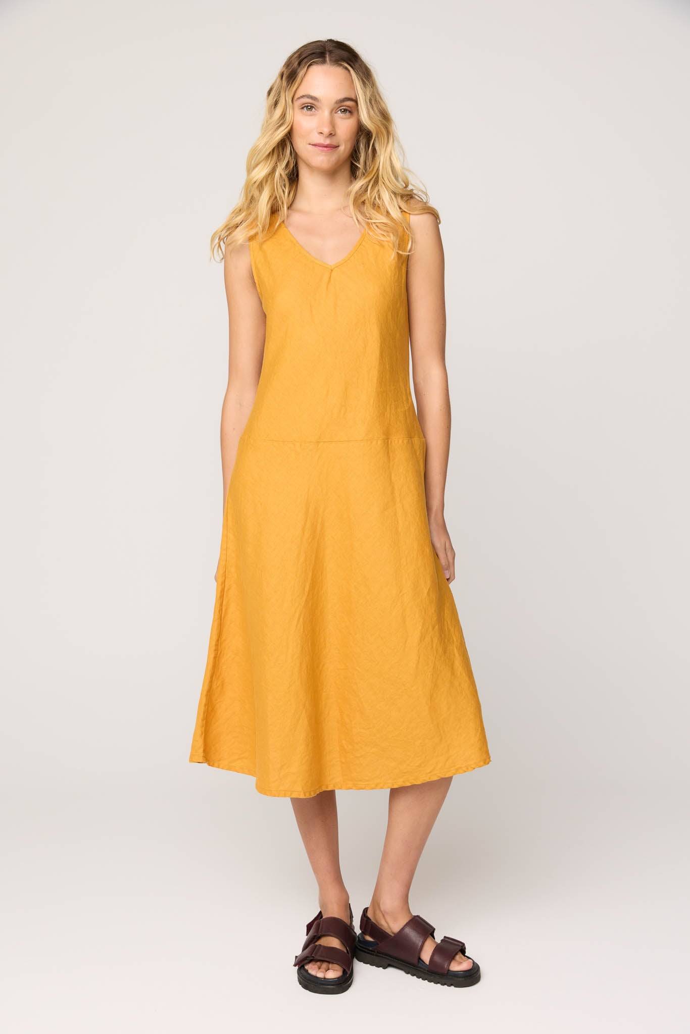 PALM BIAS DRESS - HONEY