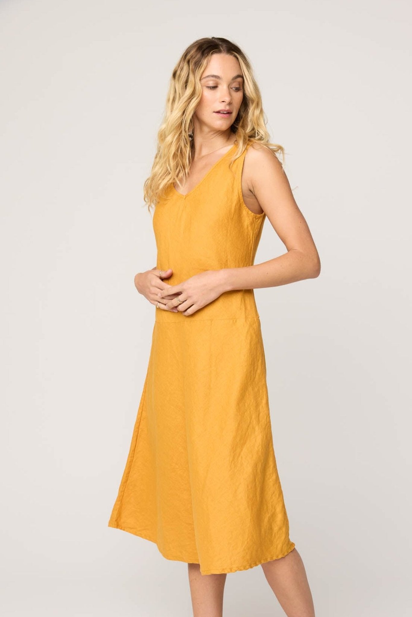 PALM BIAS DRESS - HONEY