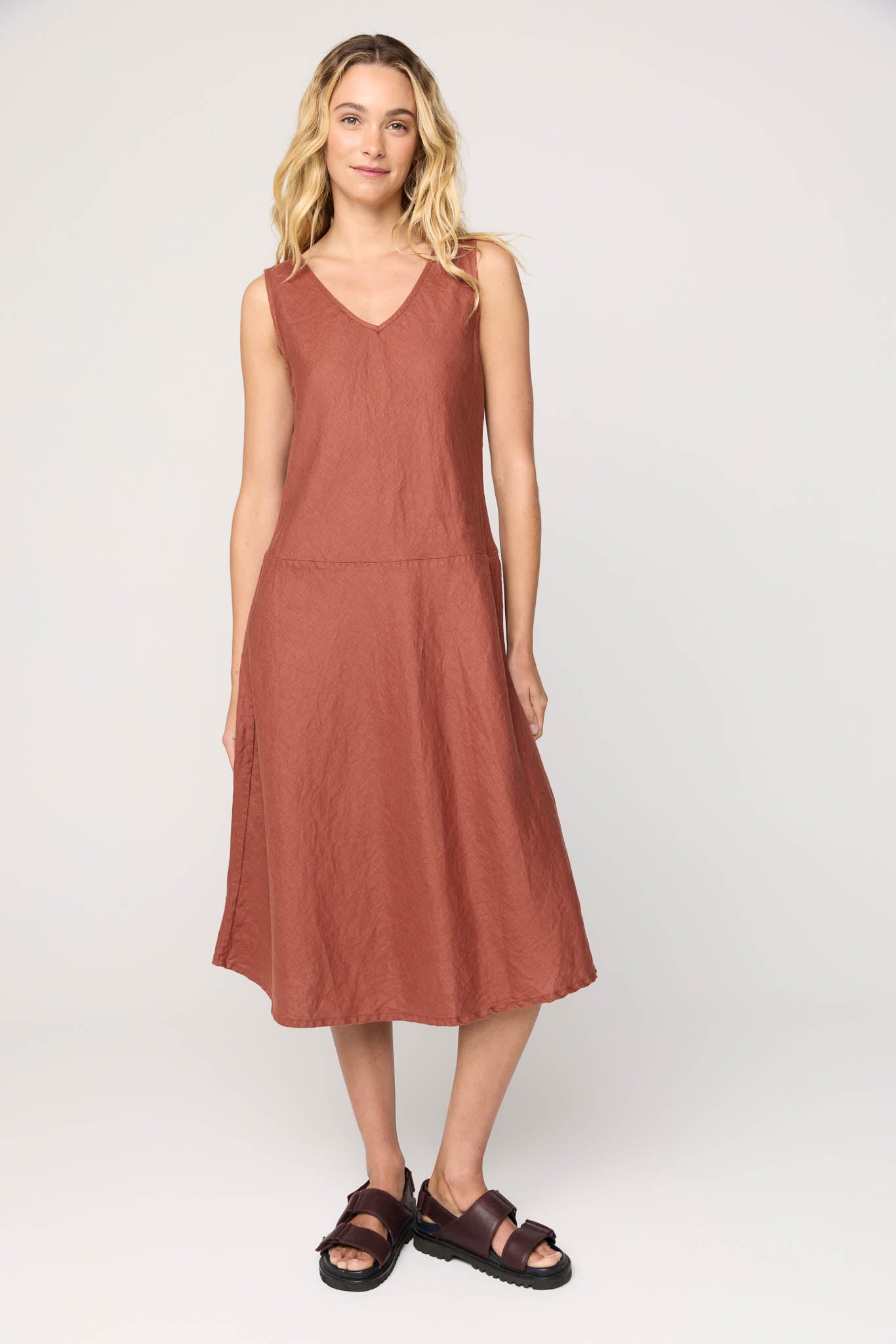 PALM BIAS DRESS - COPPER