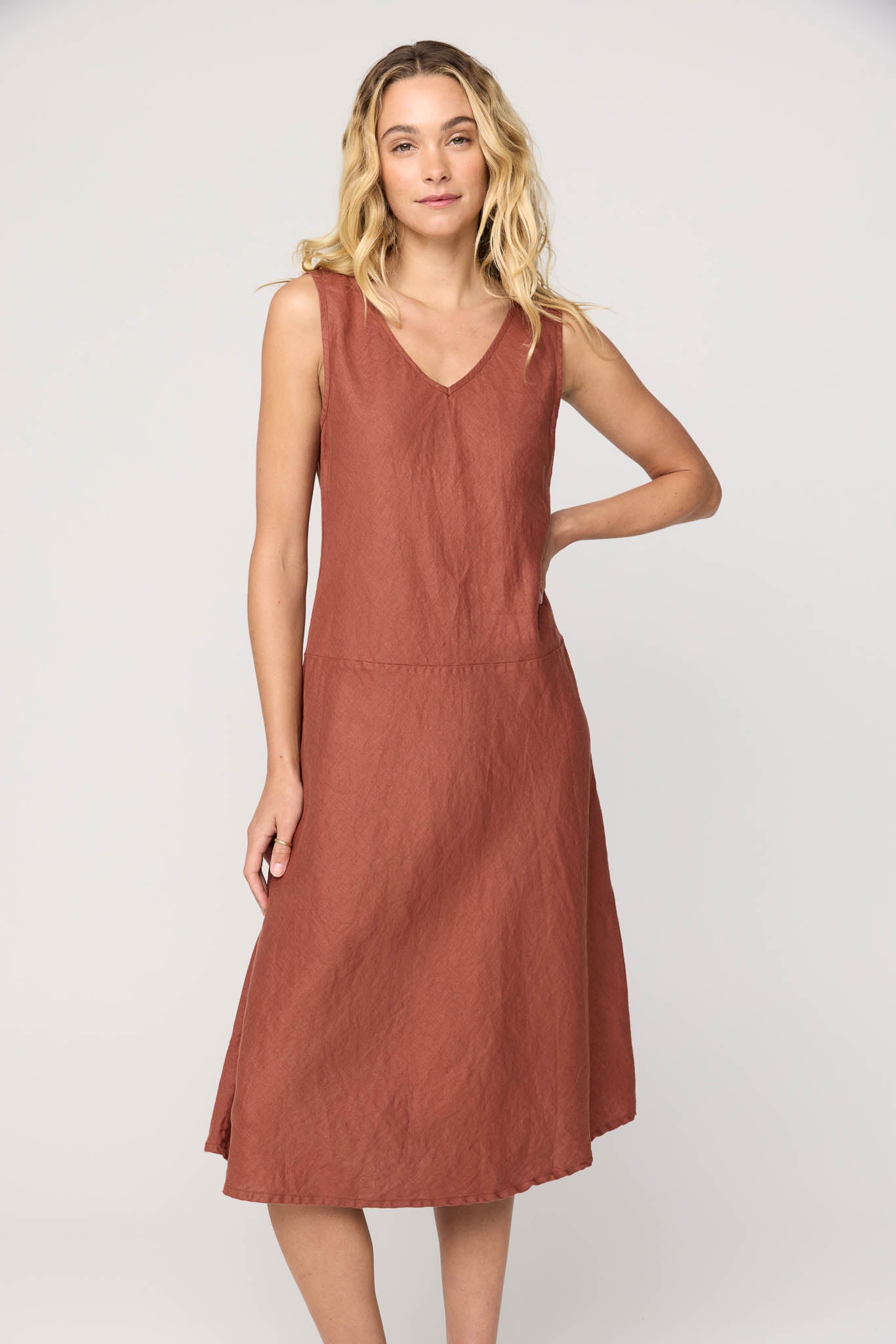 PALM BIAS DRESS - COPPER