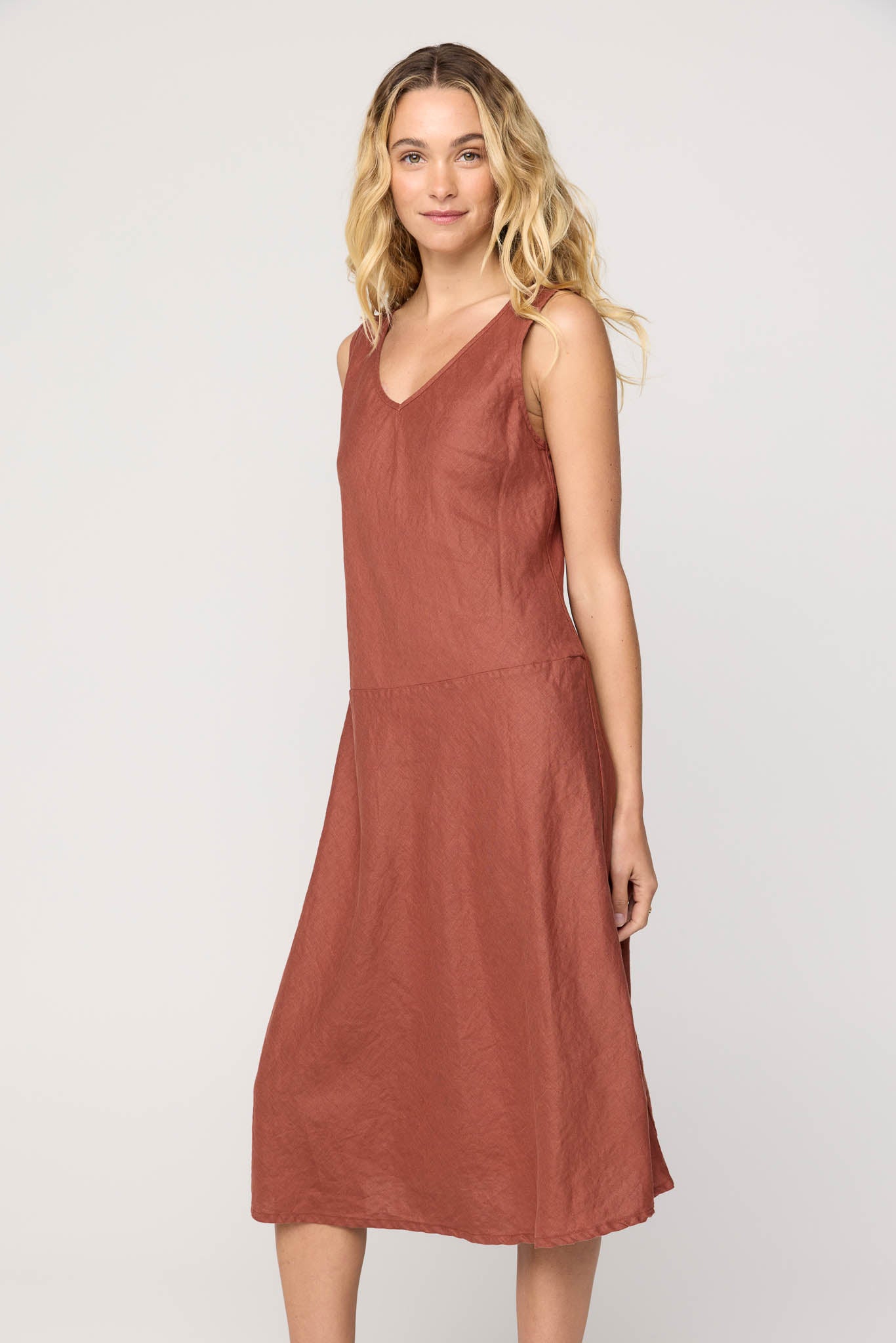 PALM BIAS DRESS - COPPER