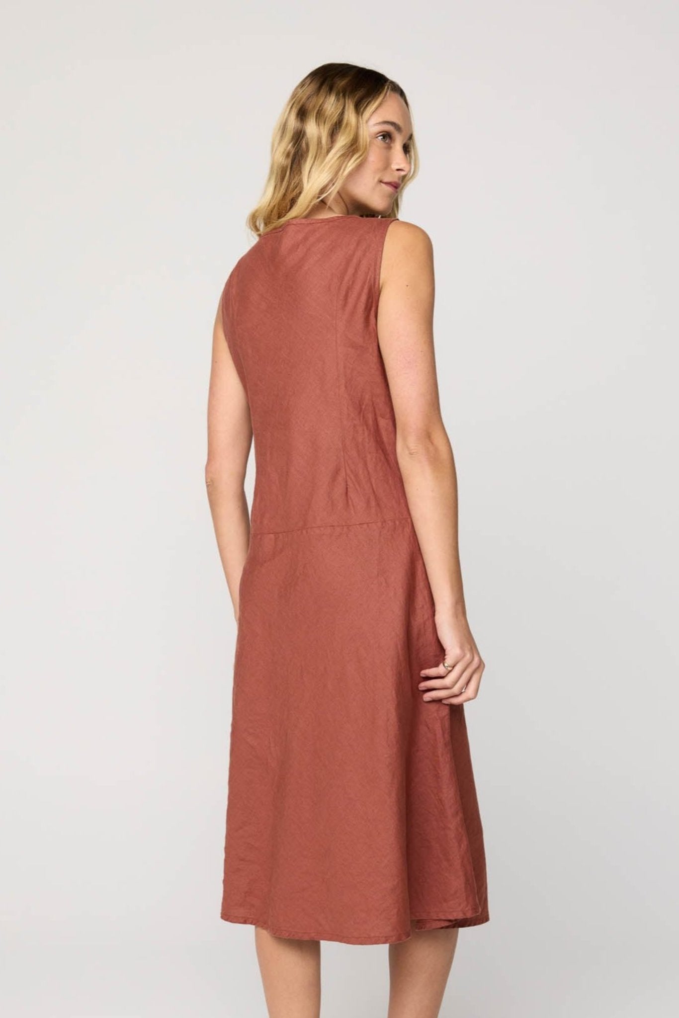 PALM BIAS DRESS - COPPER