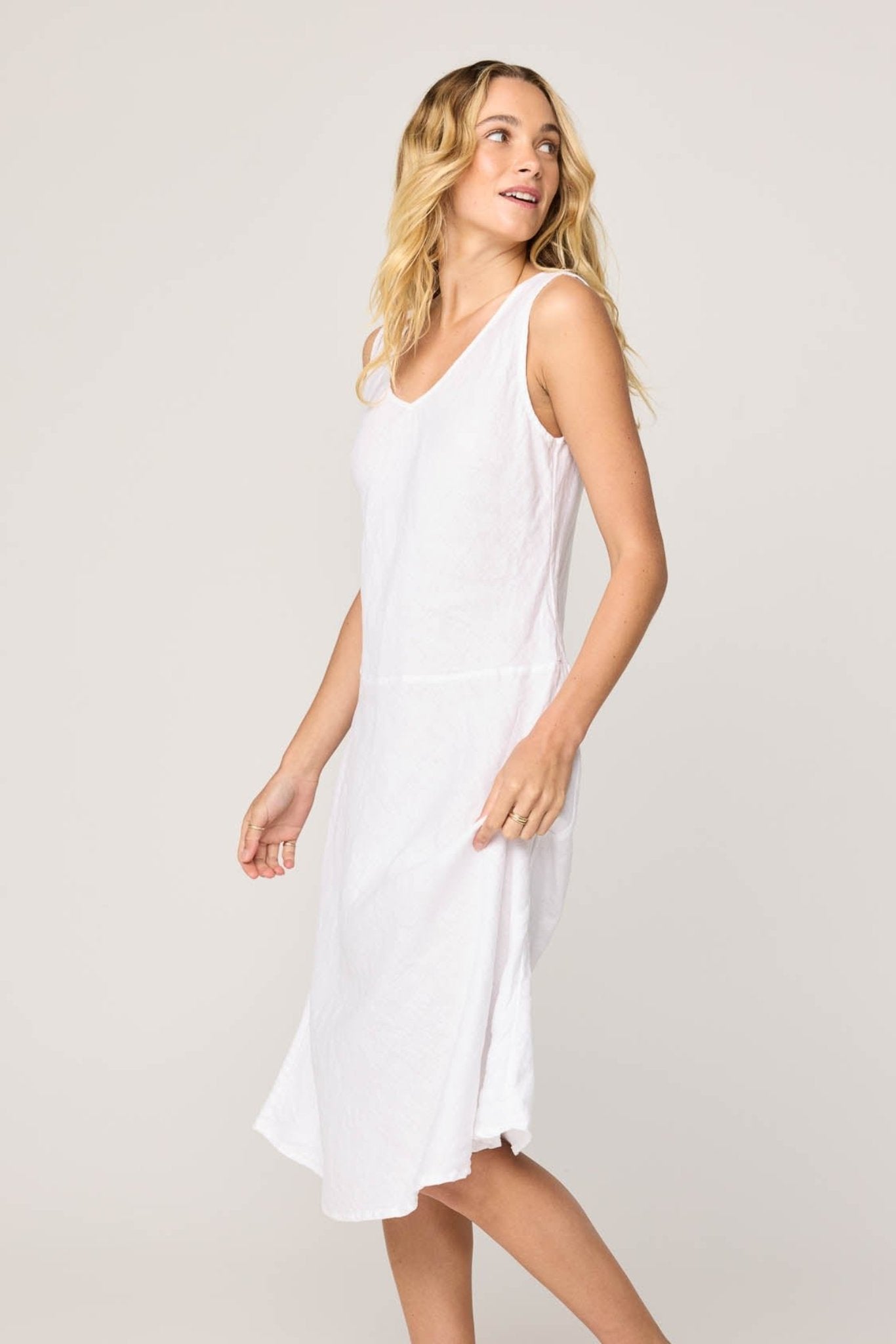 PALM BIAS DRESS - BLANC