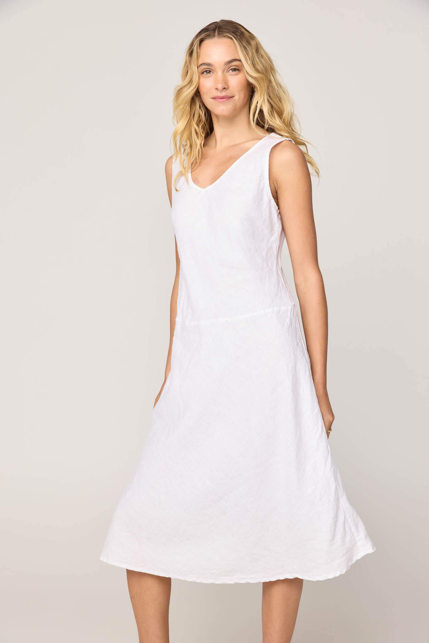 PALM BIAS DRESS - BLANC