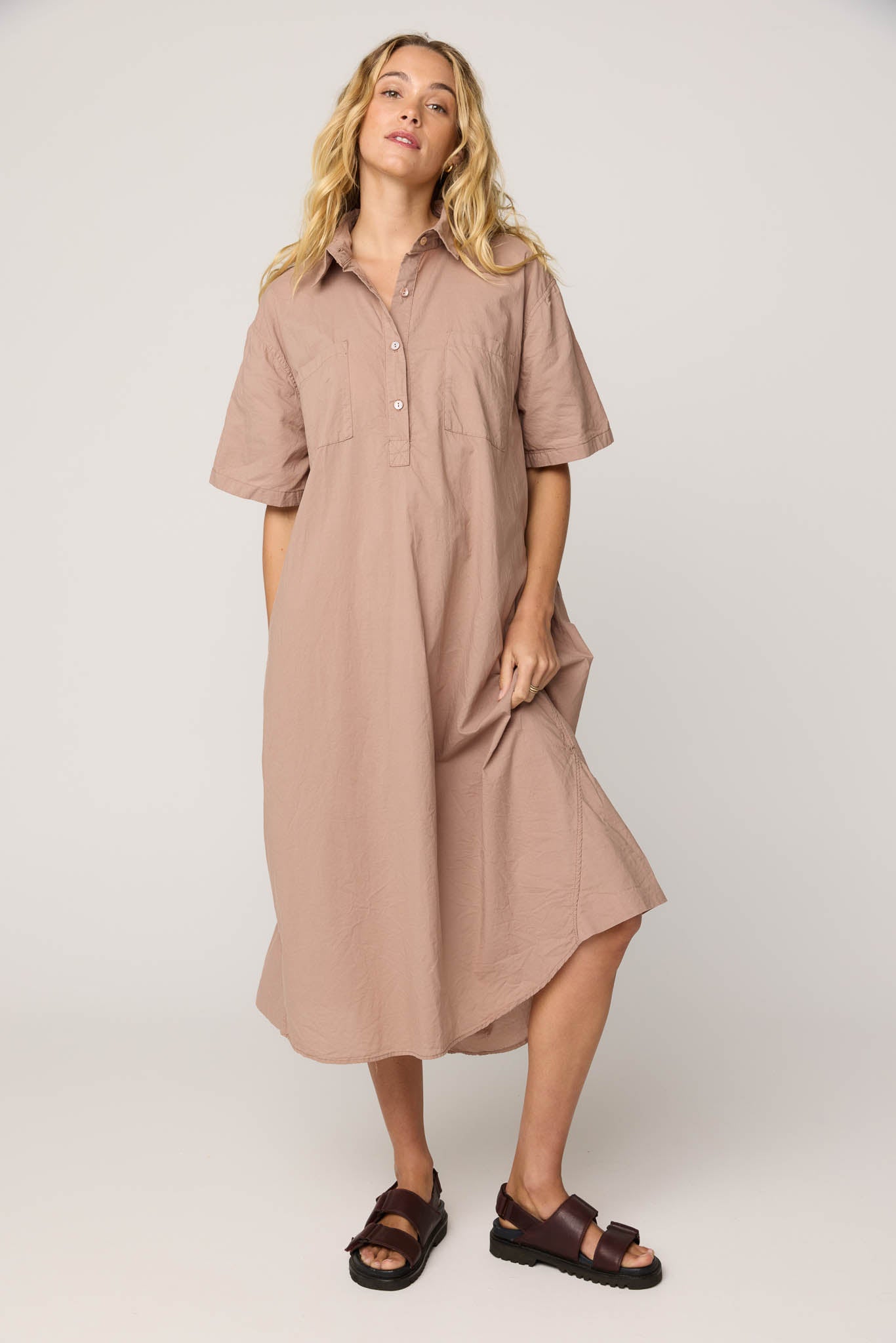 LALA SHIRT DRESS - TAUPE