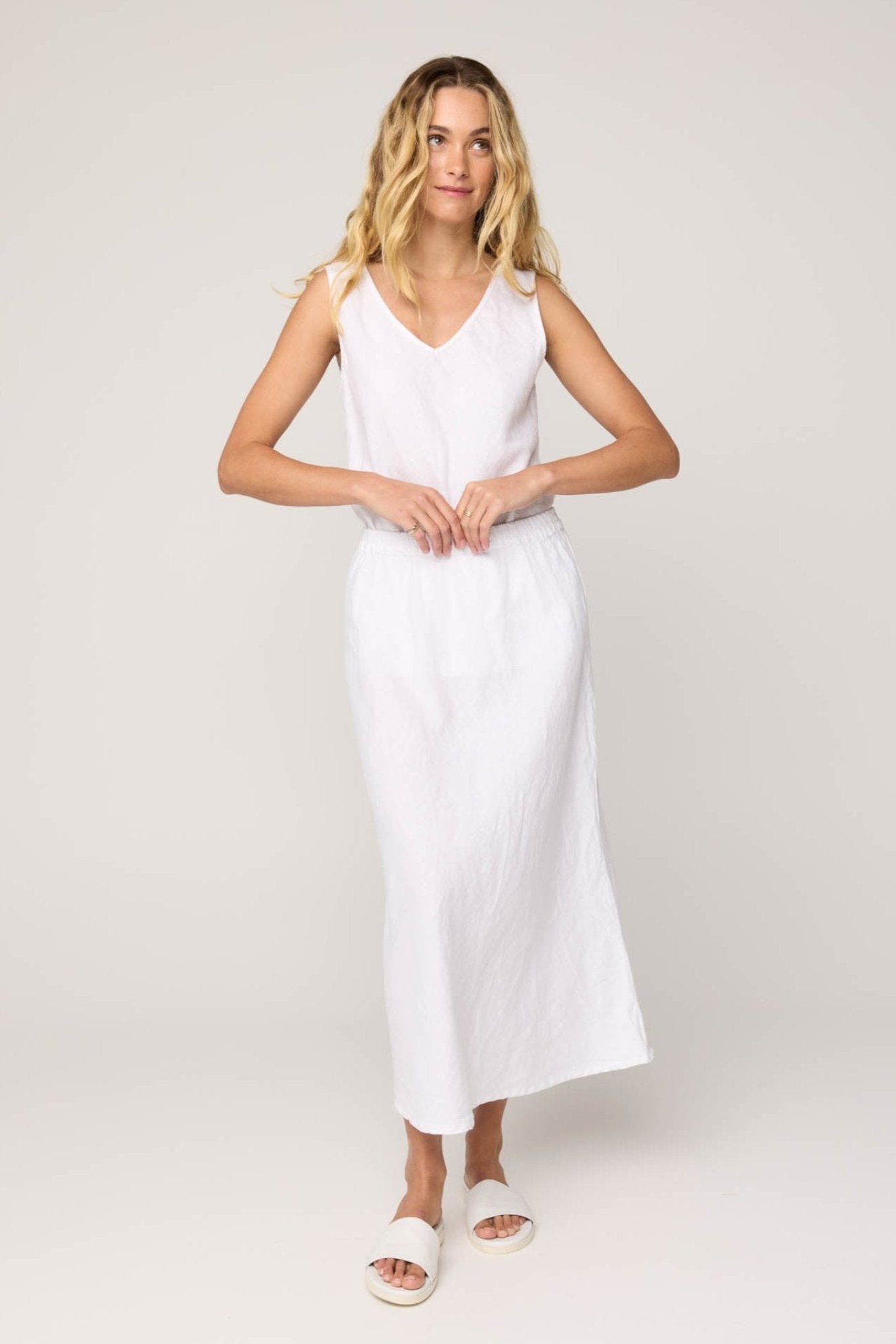 PALM BIAS SKIRT - BLANC