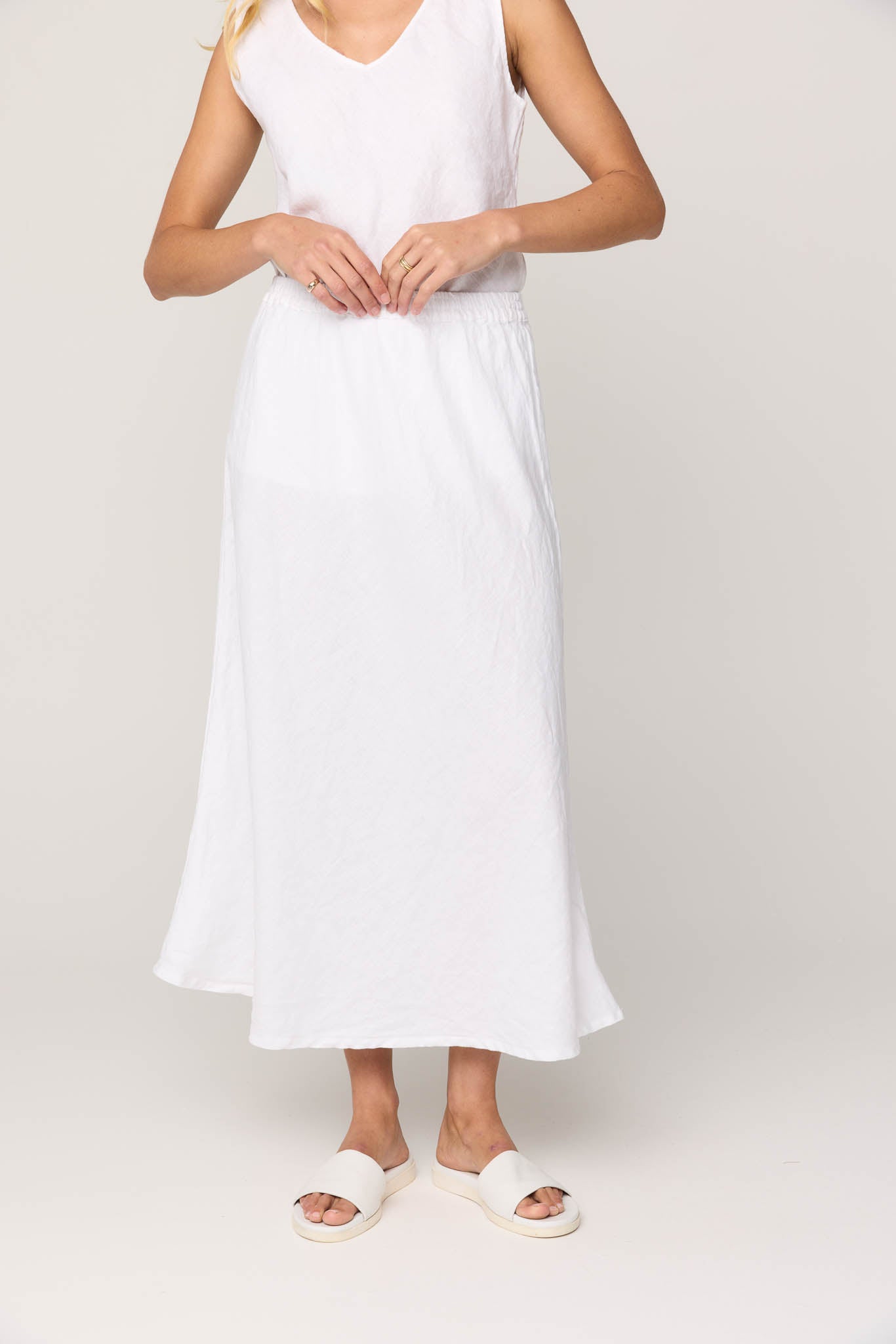 PALM BIAS SKIRT - BLANC