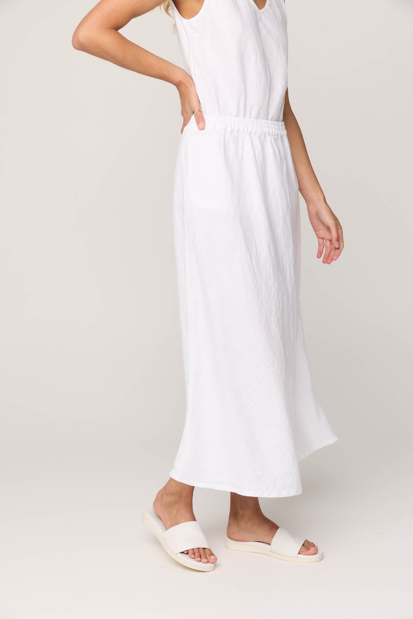 PALM BIAS SKIRT - BLANC