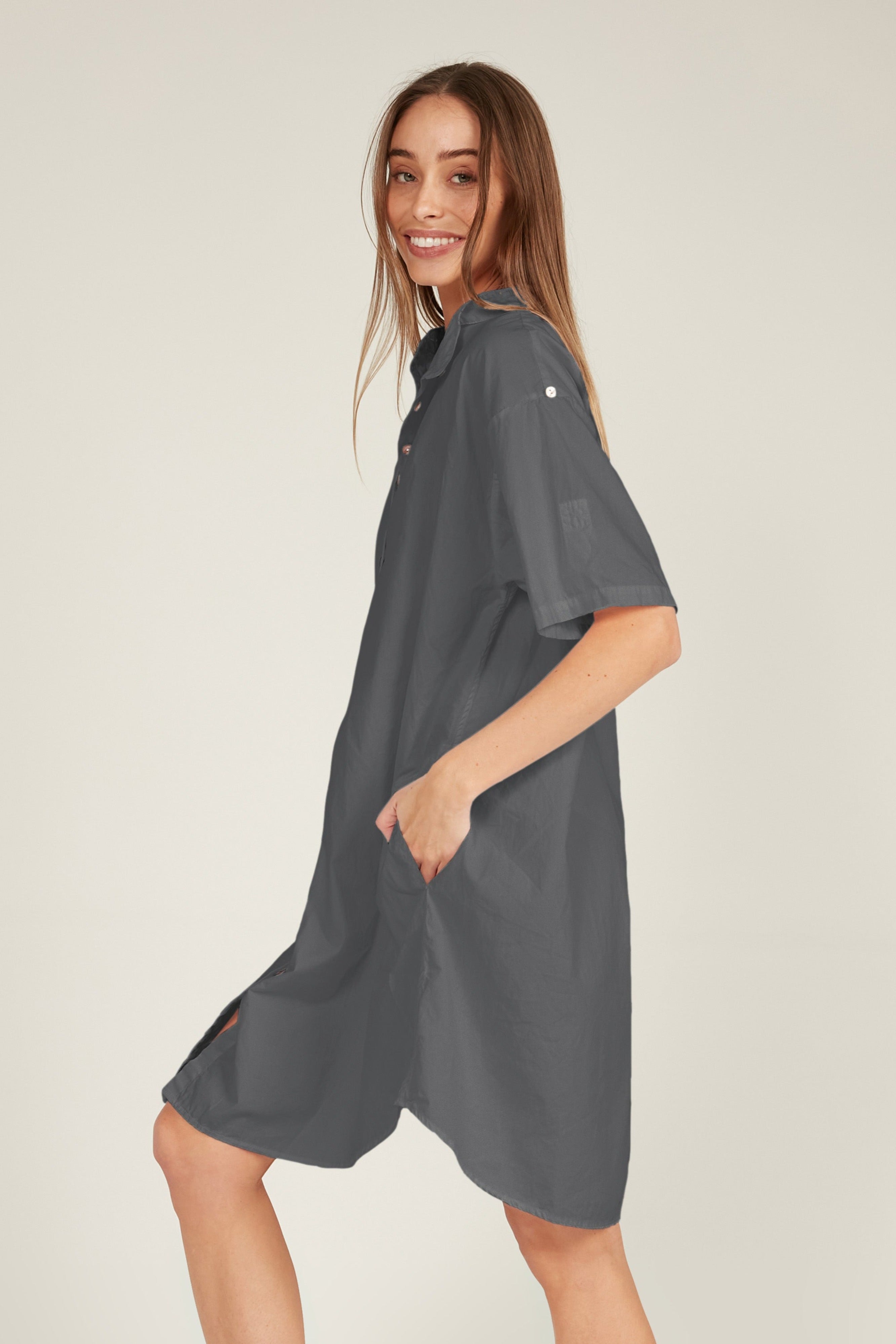 GOPPI DRESS - CHARCOAL