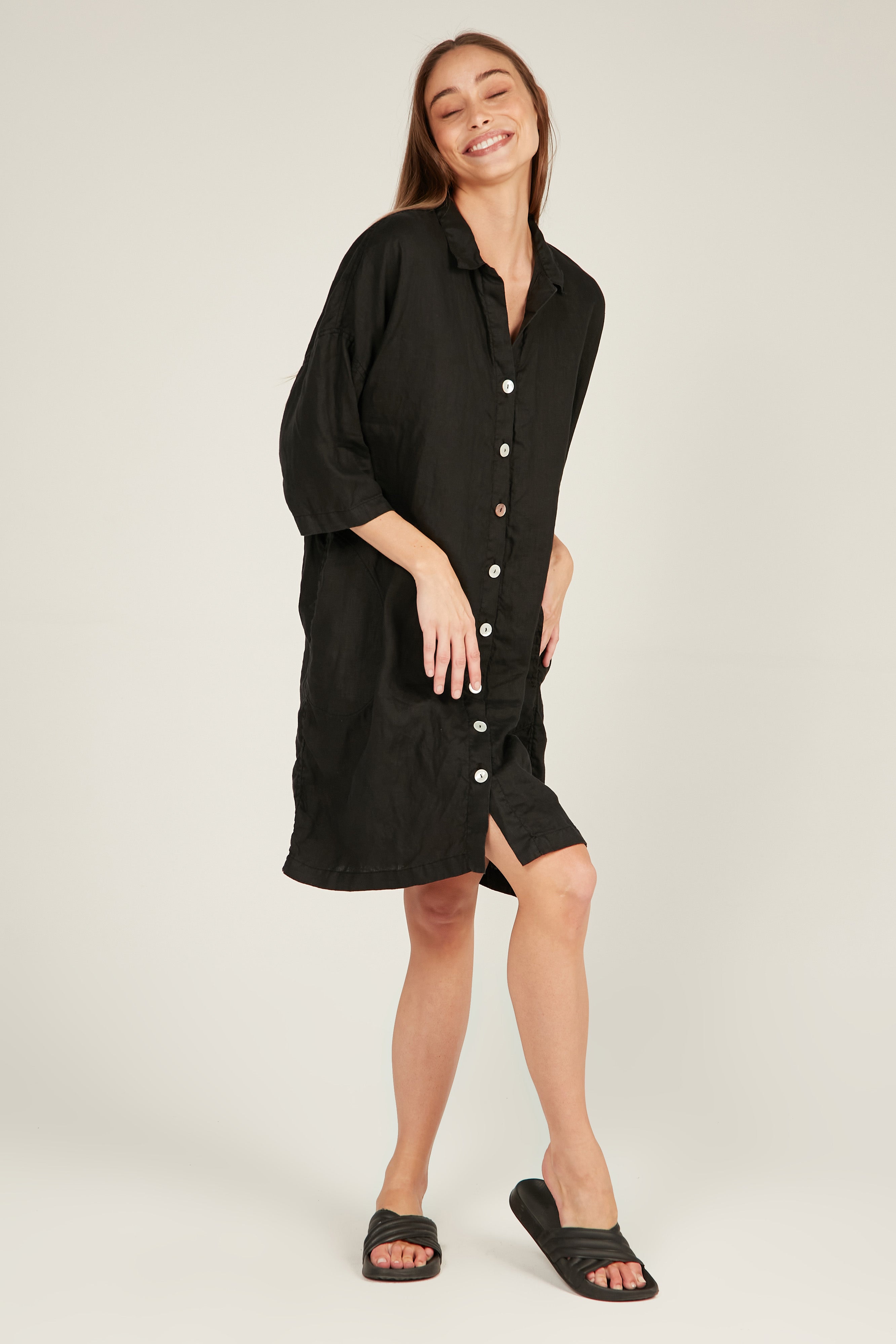 ISLAND SHIRT DRESS - NOIR