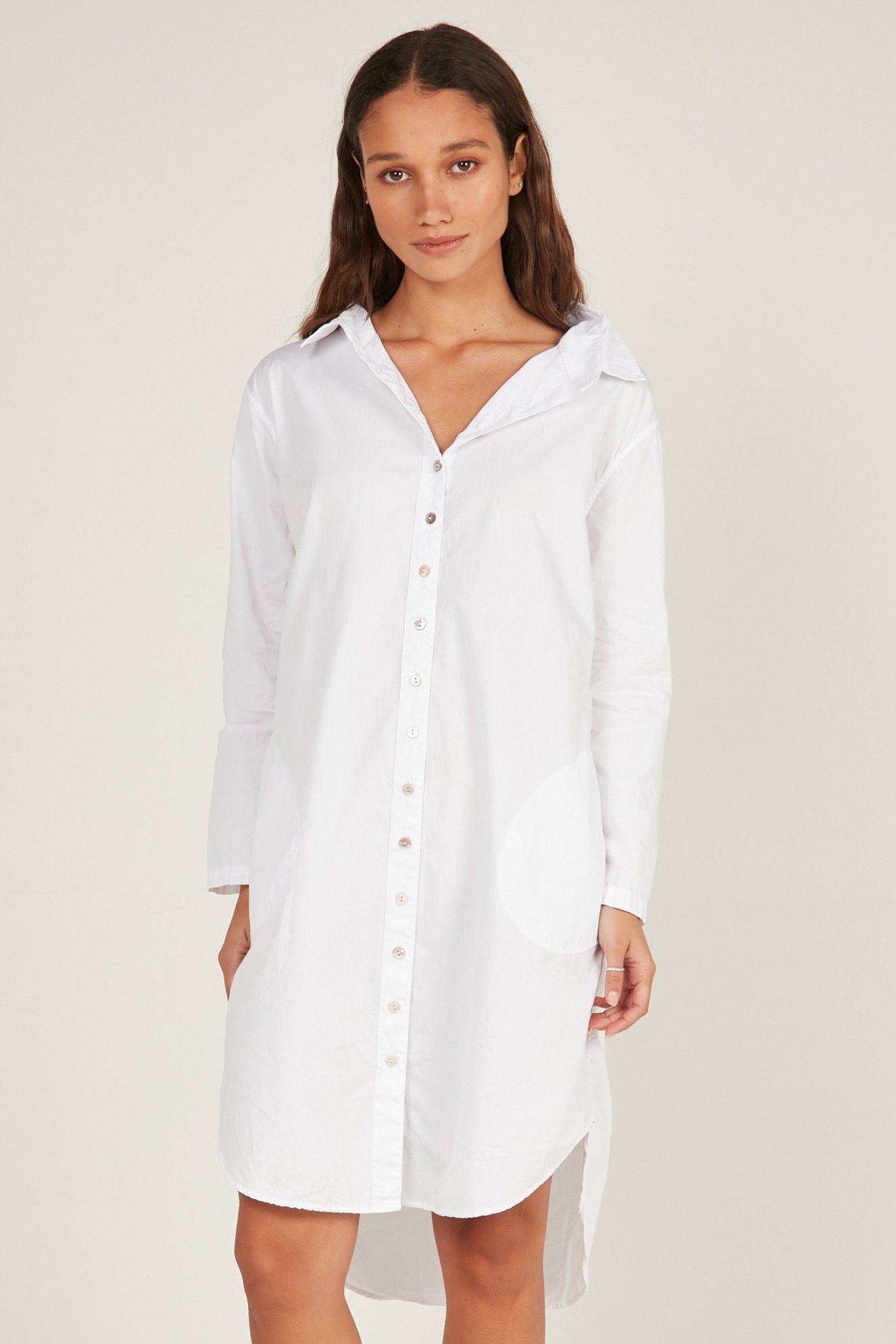 BUWI SHIRT DRESS - BLANC - Primness