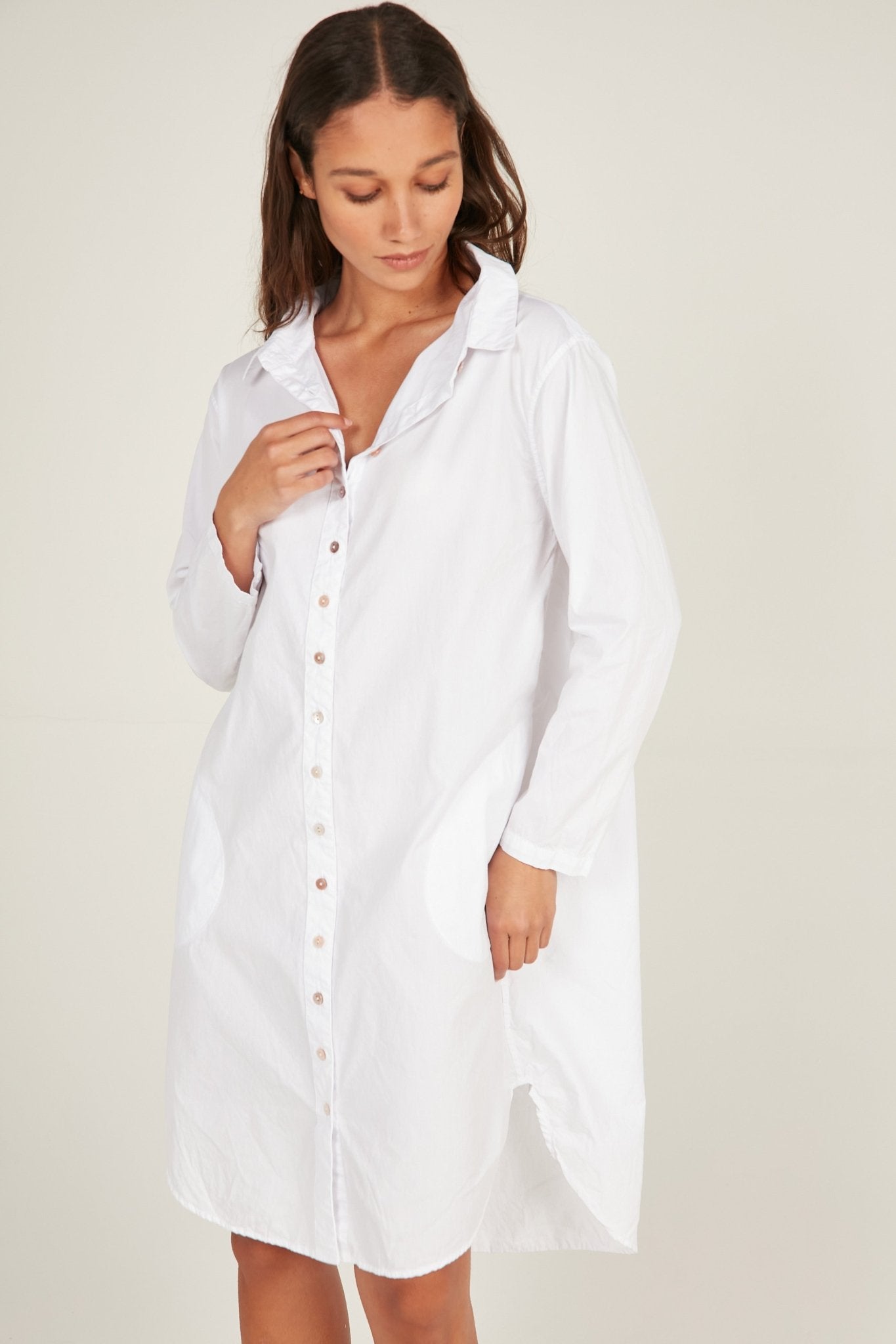 BUWI SHIRT DRESS - BLANC - Primness