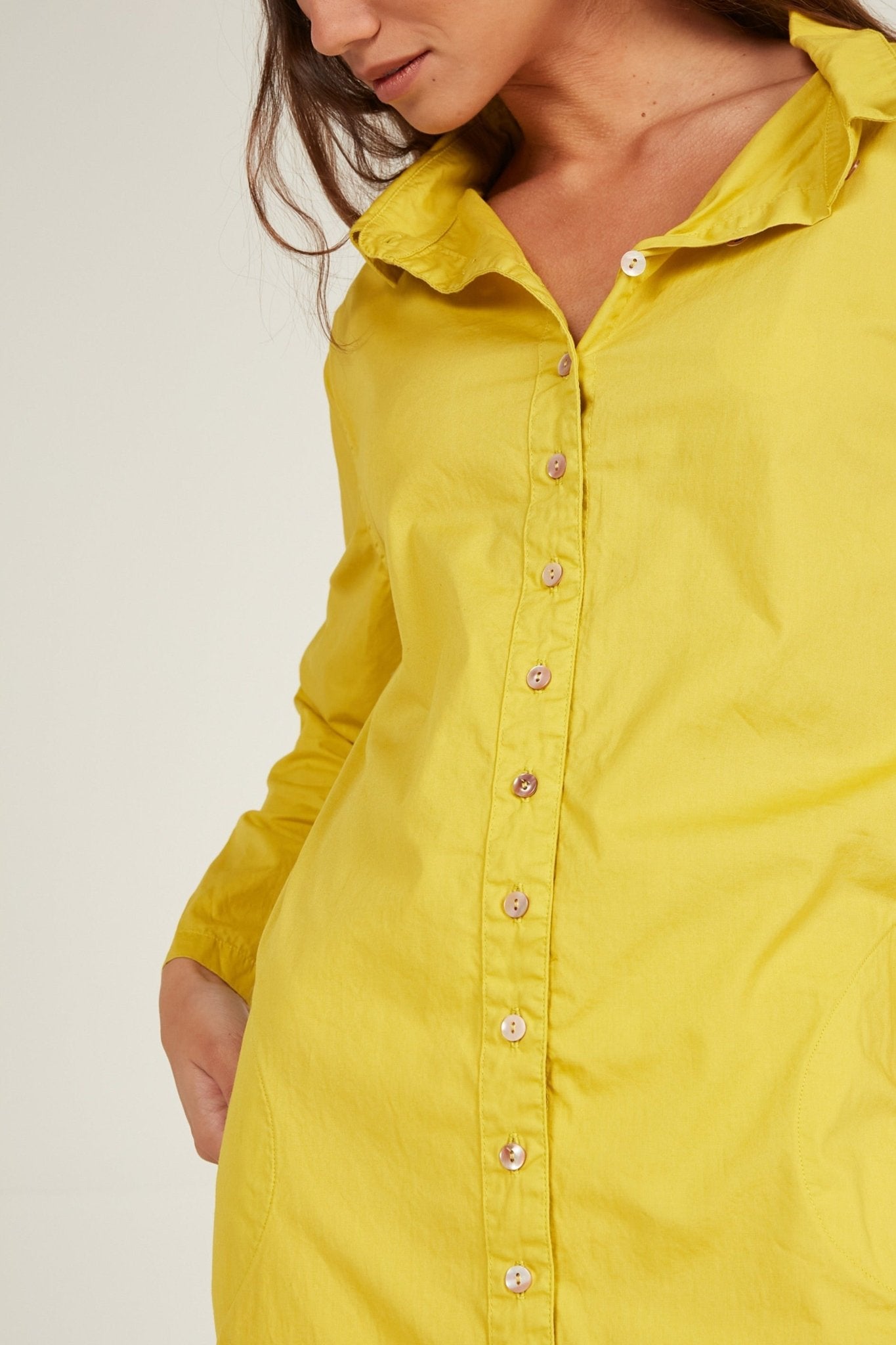 BUWI SHIRT DRESS - CHARTREUSE - Primness