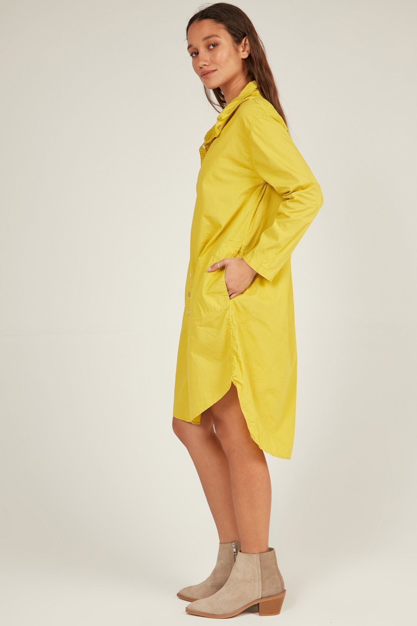 BUWI SHIRT DRESS - CHARTREUSE - Primness