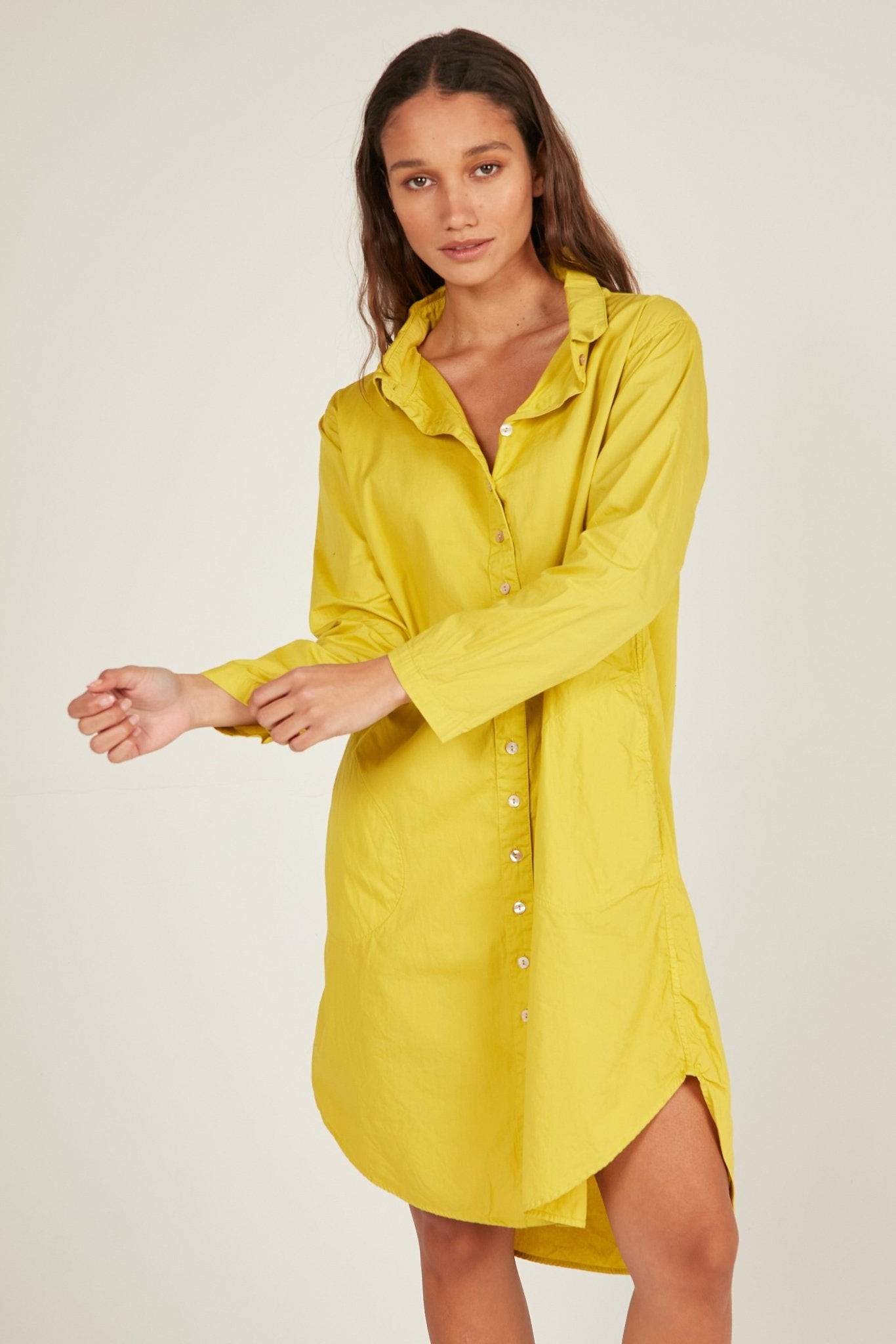 BUWI SHIRT DRESS - CHARTREUSE - Primness