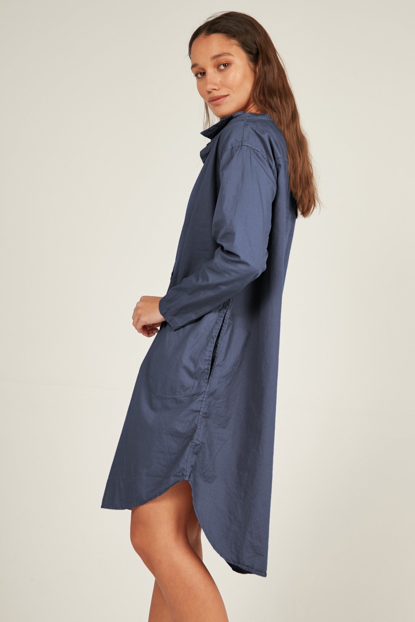 BUWI SHIRT DRESS - DARK NAVY - Primness