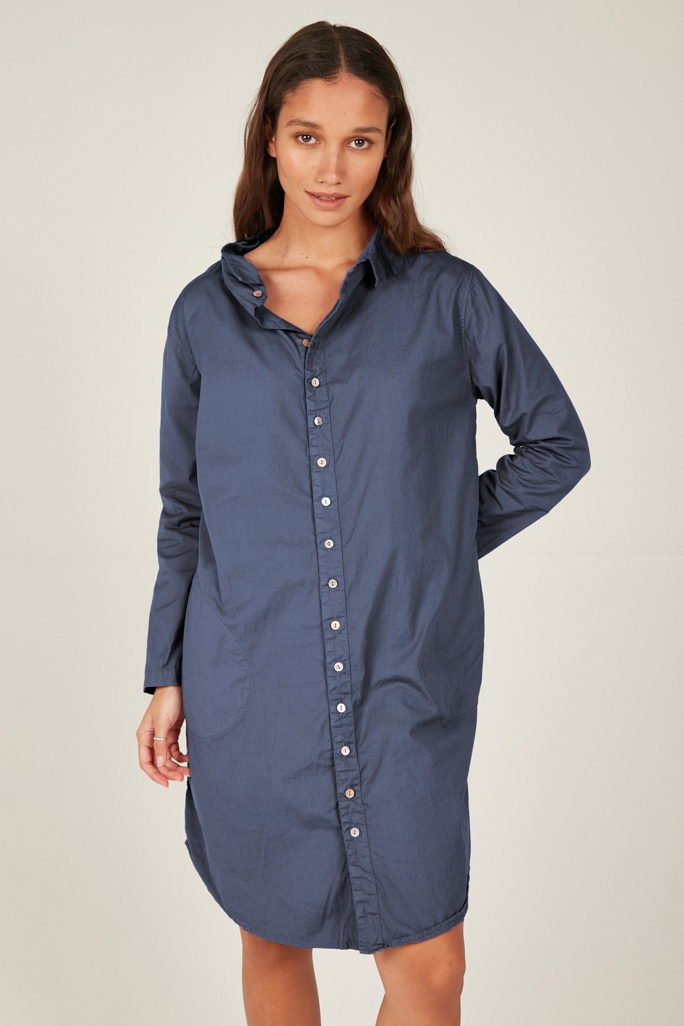 BUWI SHIRT DRESS - DARK NAVY - Primness