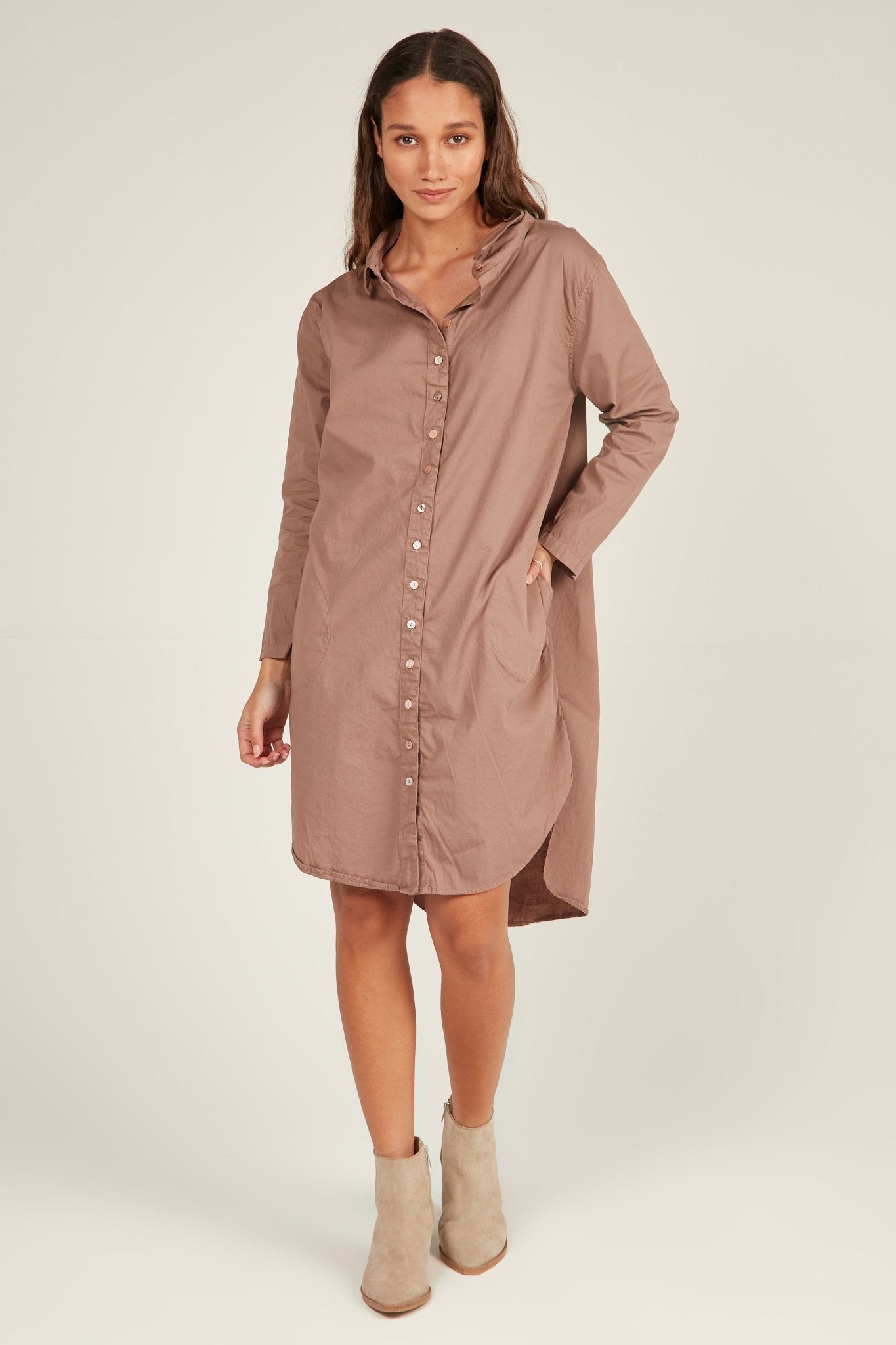 BUWI SHIRT DRESS - MUSHROOM - Primness