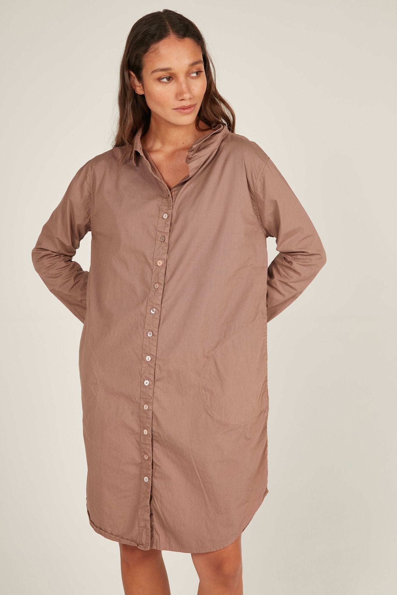 BUWI SHIRT DRESS - MUSHROOM - Primness