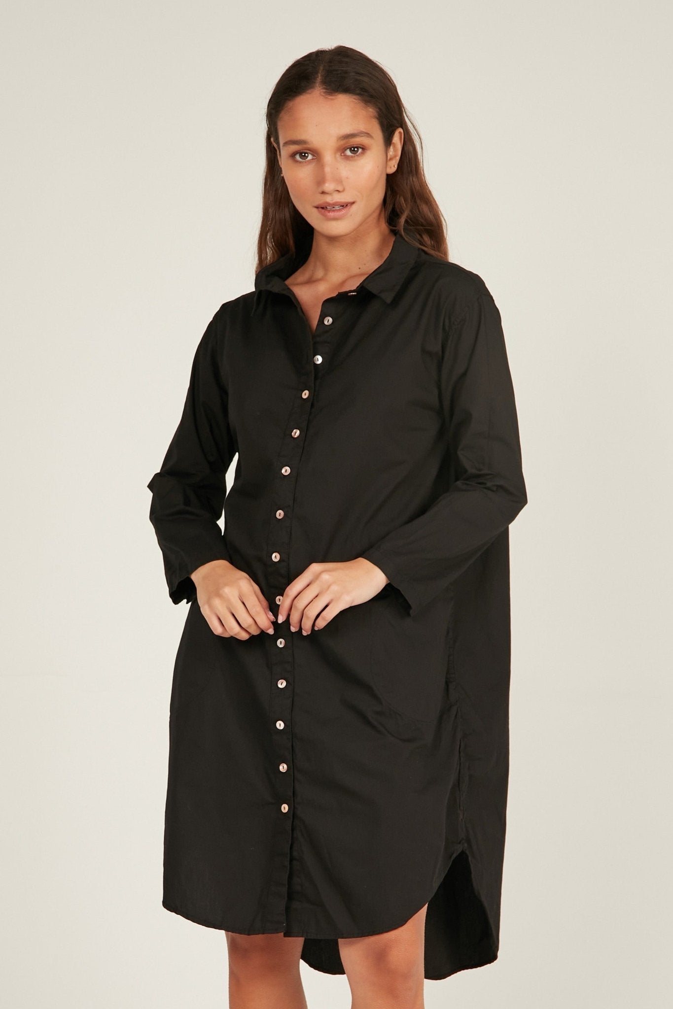 BUWI SHIRT DRESS - NOIR - Primness