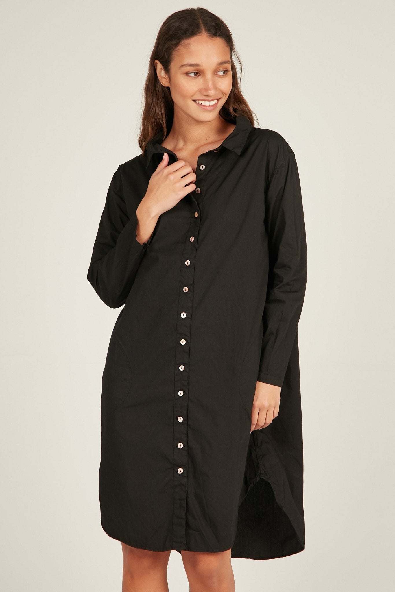 BUWI SHIRT DRESS - NOIR - Primness