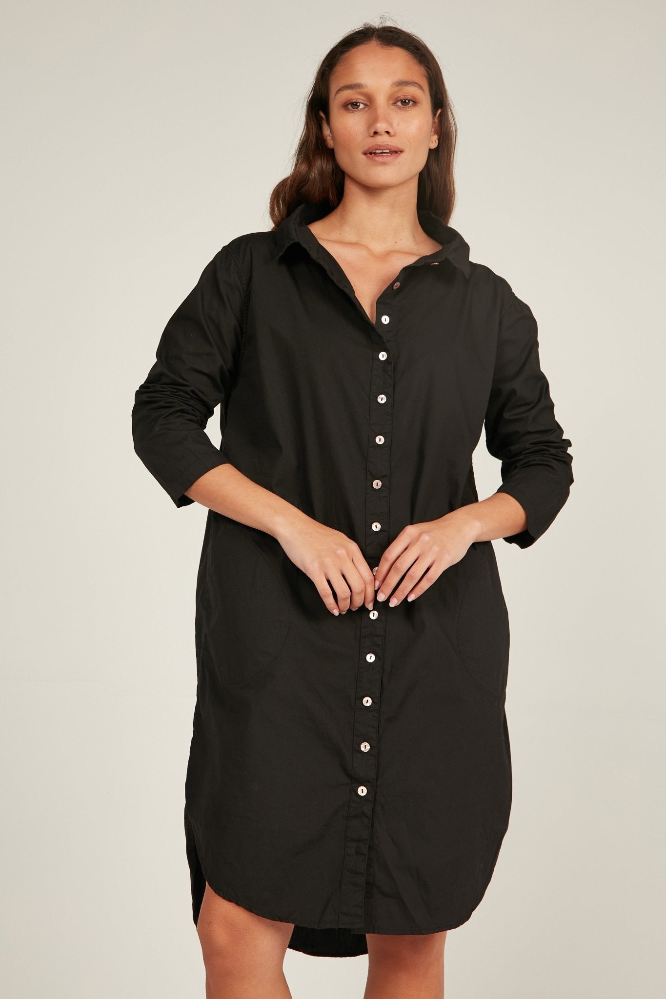 BUWI SHIRT DRESS - NOIR - Primness