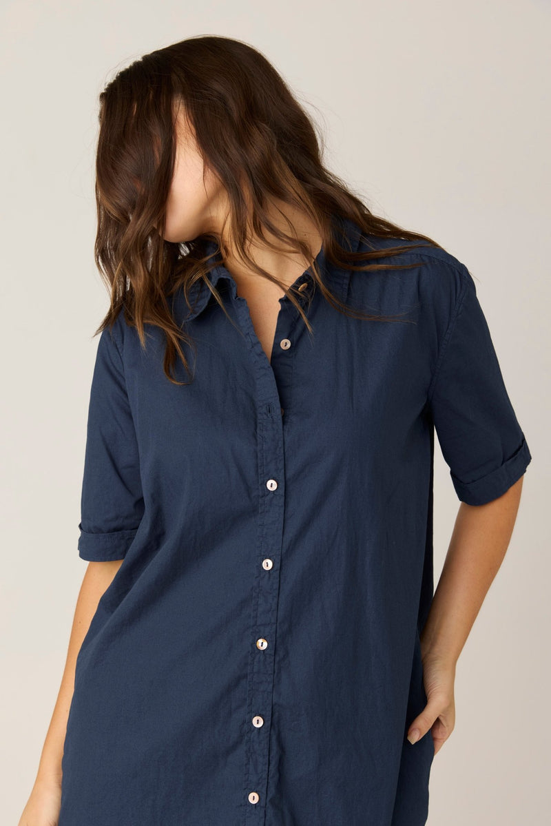 DENNI SHIRT DRESS - DARK NAVY (PRE - ORDER) - Primness