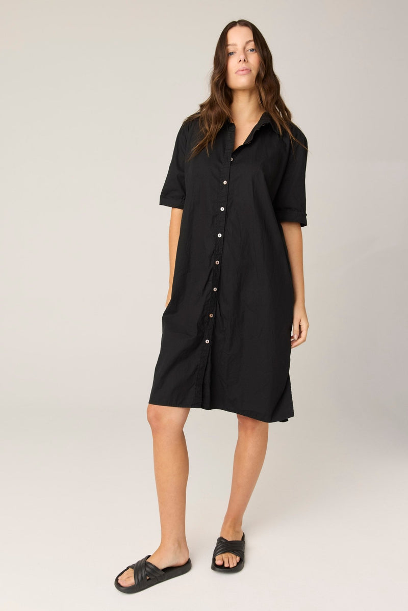 DENNI SHIRT DRESS - NOIR (PRE - ORDER) - Primness