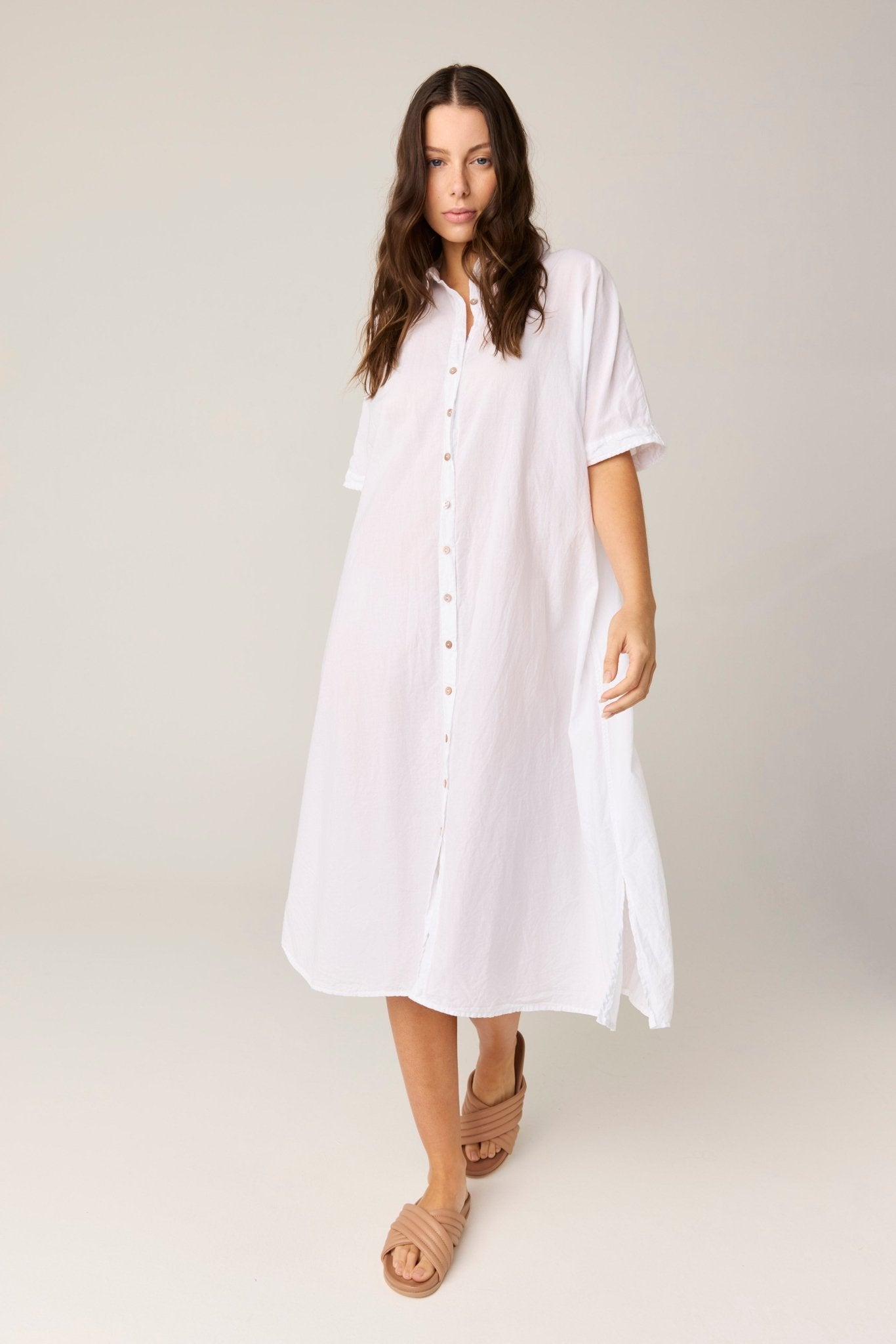 DEVOILE SHIRT DRESS - BLANC (PRE - ORDER) - Primness