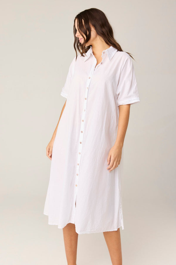 DEVOILE SHIRT DRESS - BLANC (PRE - ORDER) - Primness