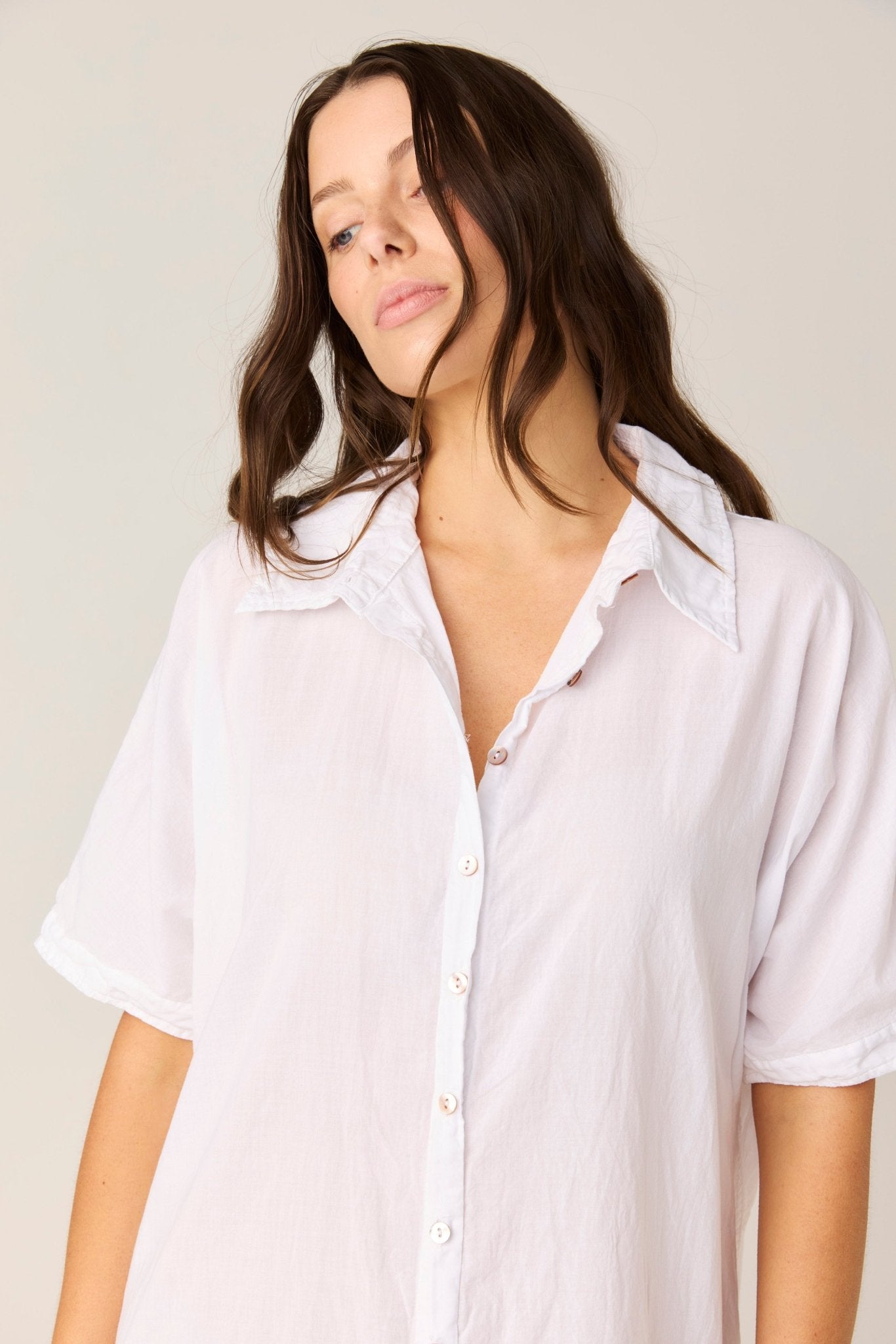 DEVOILE SHIRT DRESS - BLANC (PRE - ORDER) - Primness