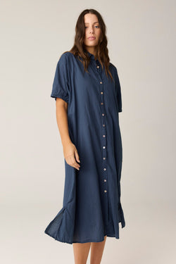 DEVOILE SHIRT DRESS - DARK NAVY (PRE - ORDER) - Primness